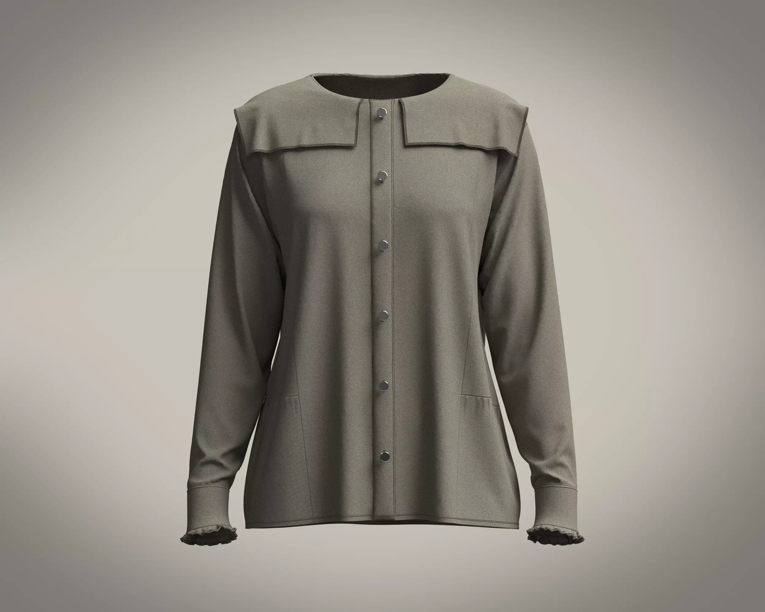 Ladies Long Sleeve Tops 3D model_0