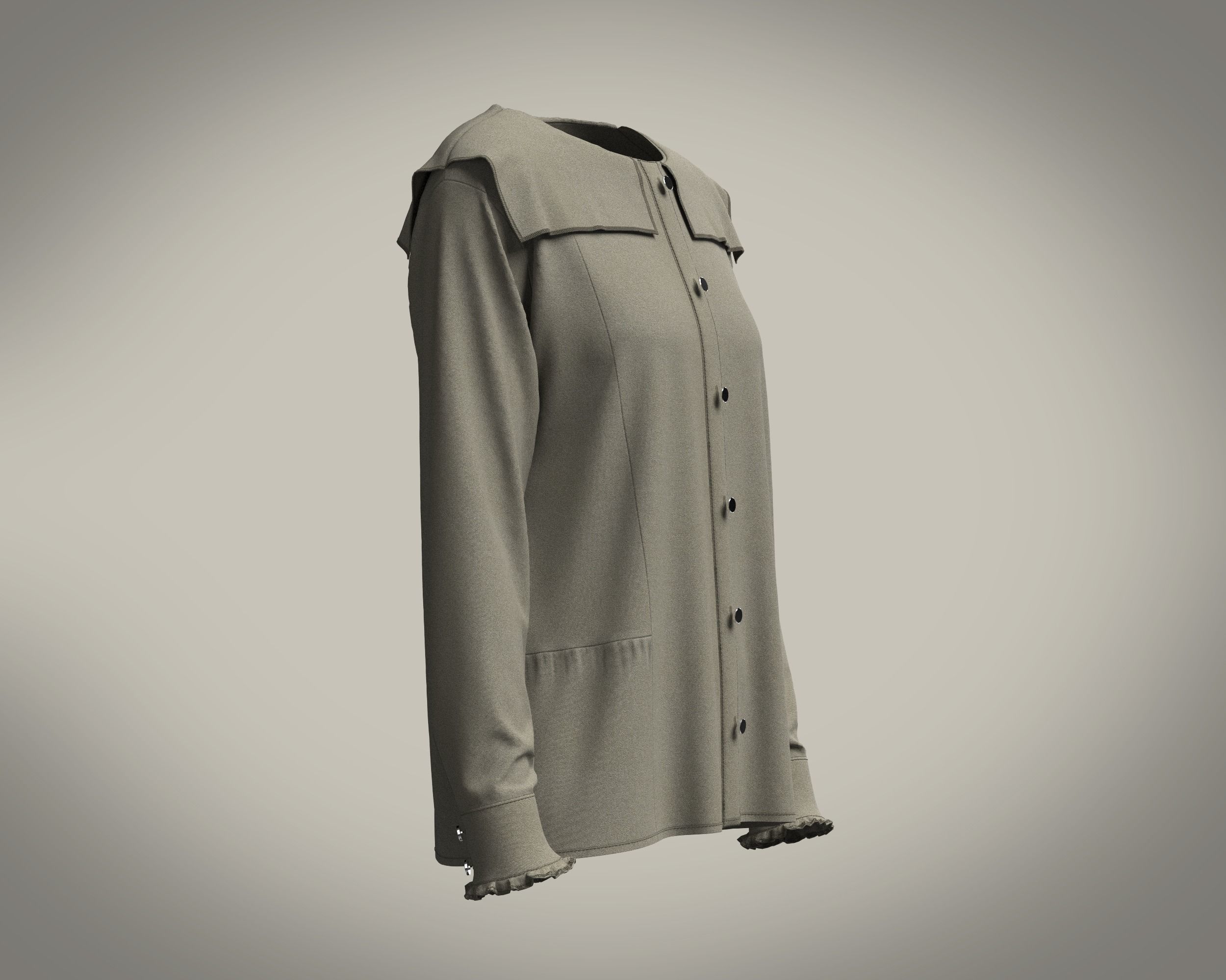 Ladies Long Sleeve Tops 3D model_1