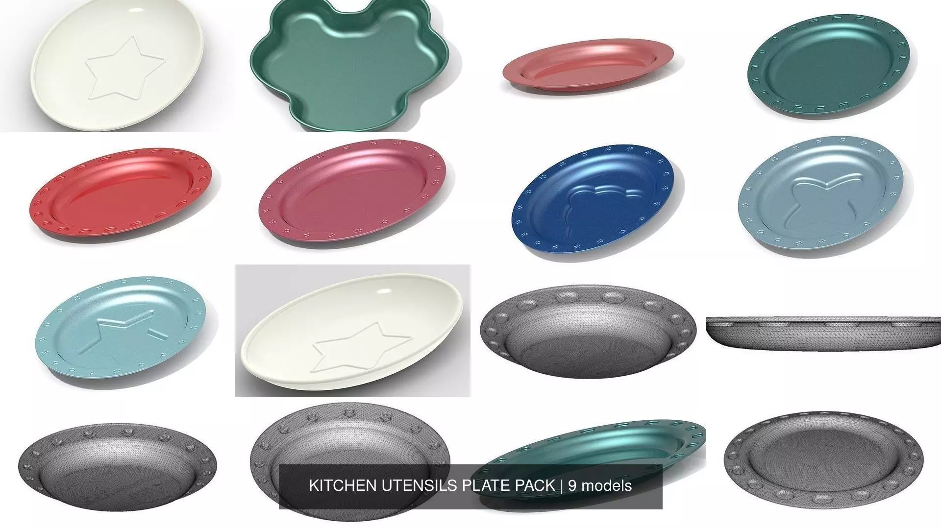 KITCHEN UTENSILS PLATE PACK 3D Model Collection_0