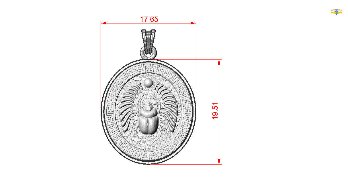 Scarab pendant 3D print model_3