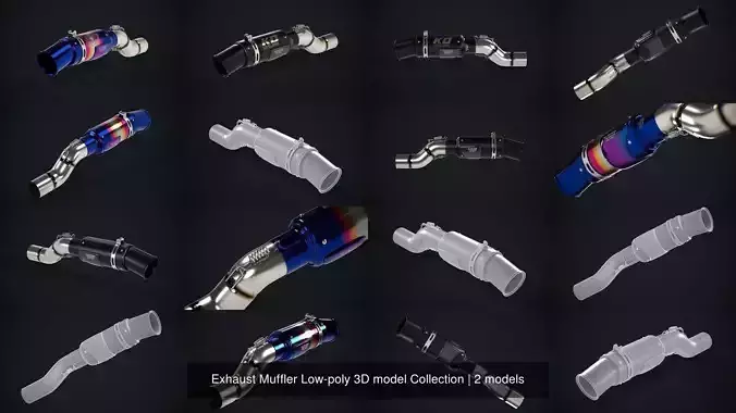 Exhaust Muffler Low-poly 3D model Collection