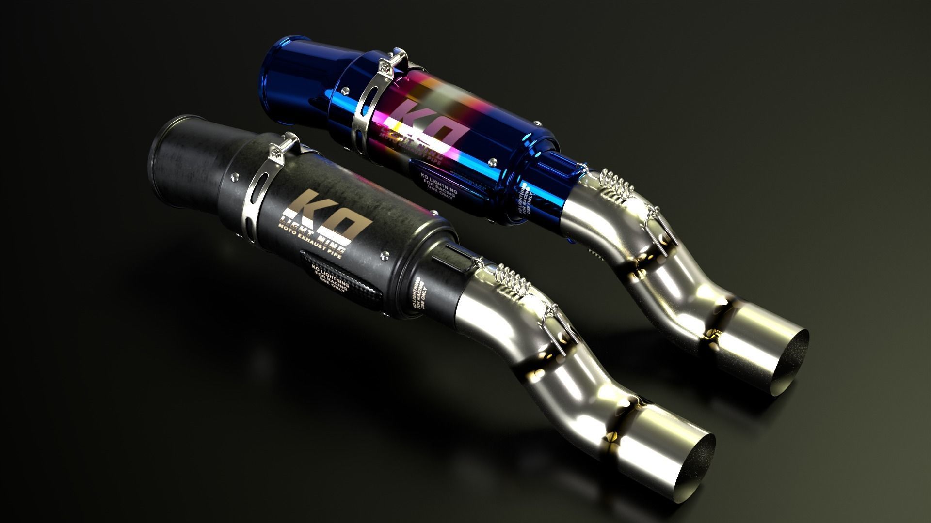 Exhaust Muffler Low-poly 3D model Collection _5