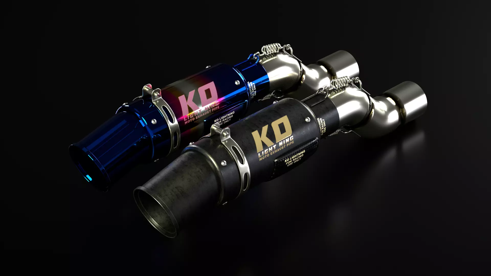 Exhaust Muffler Low-poly 3D model Collection _0