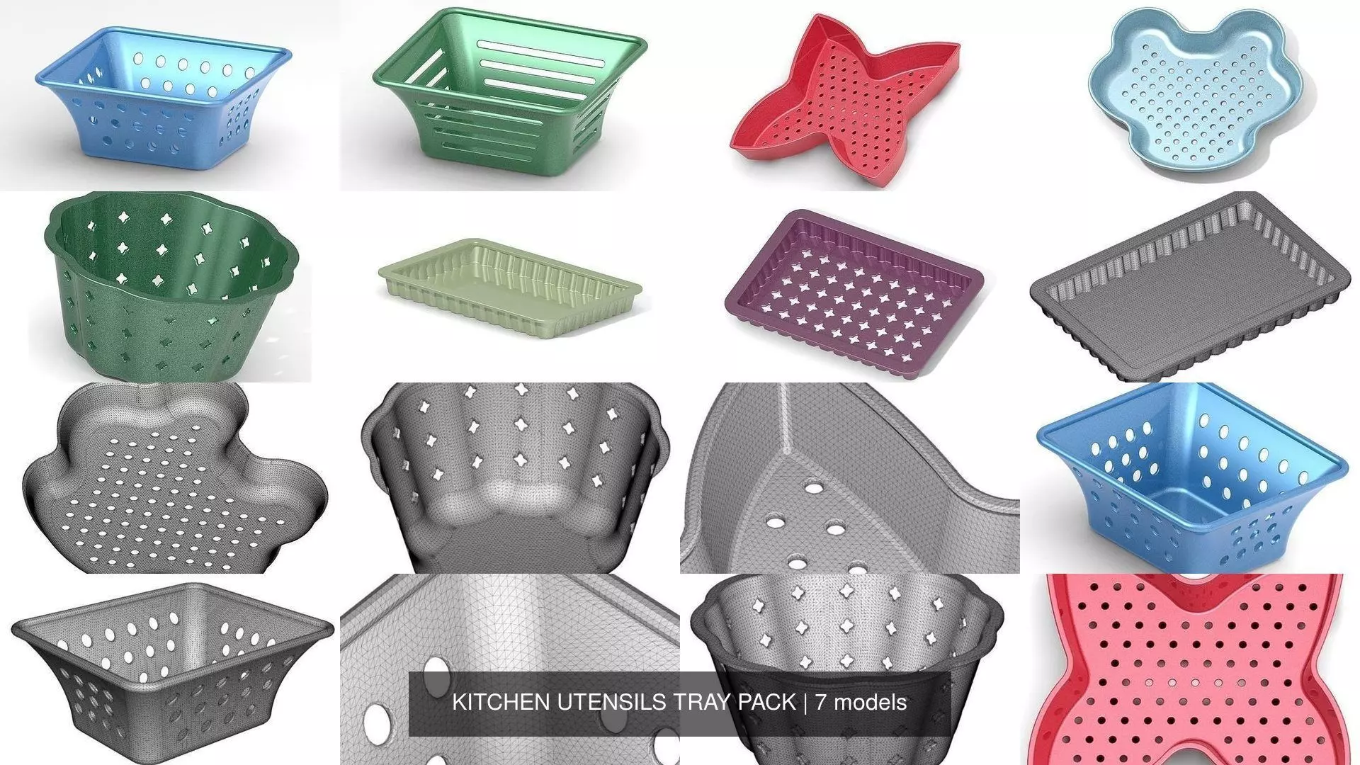 KITCHEN UTENSILS TRAY PACK 3D Model Collection_0
