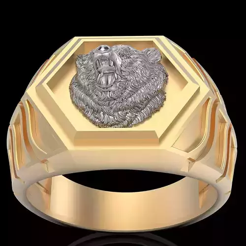 Bear ring silver gold silver jewelry printable 3D model