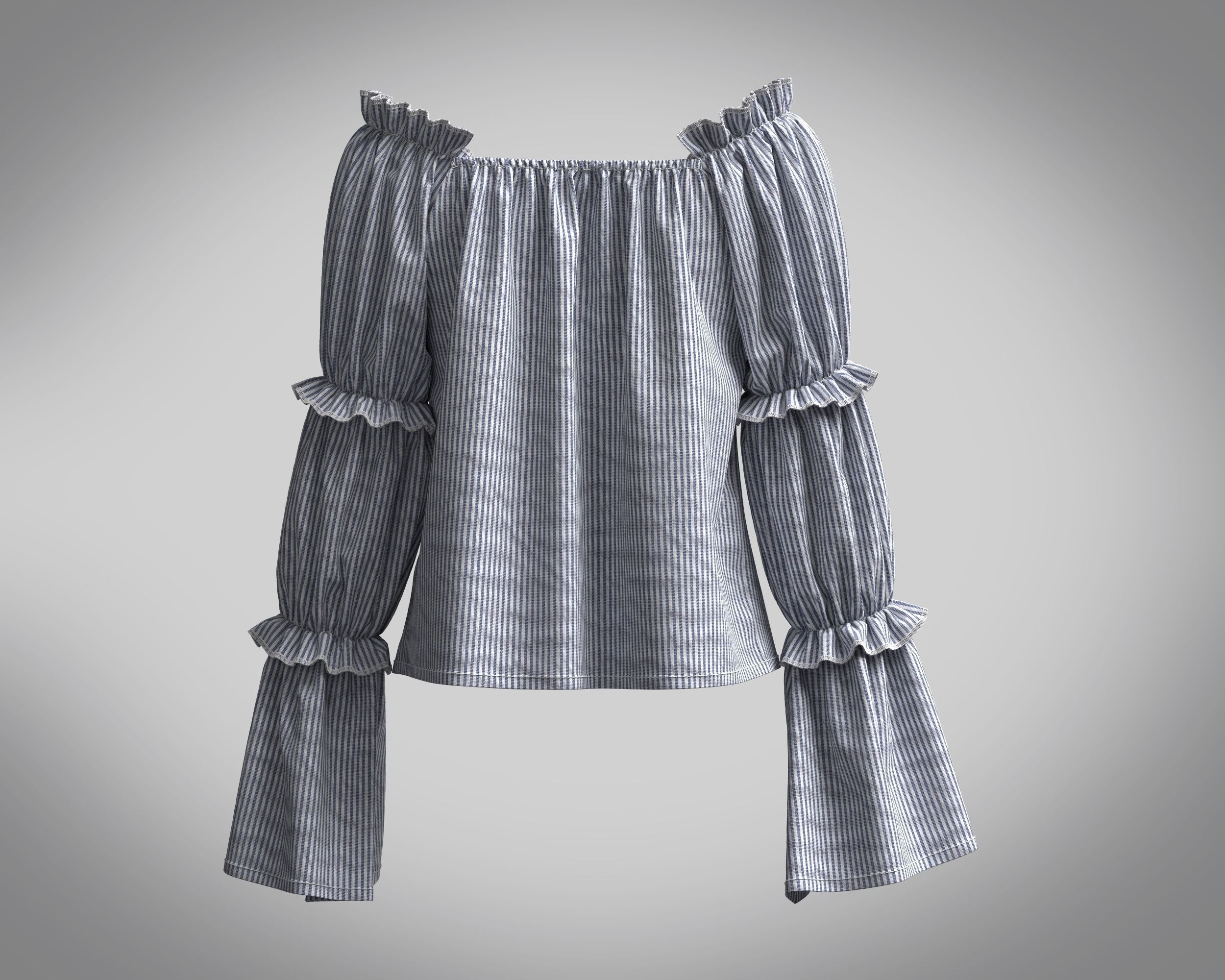 Ladies Stripe Tops 3D model_5