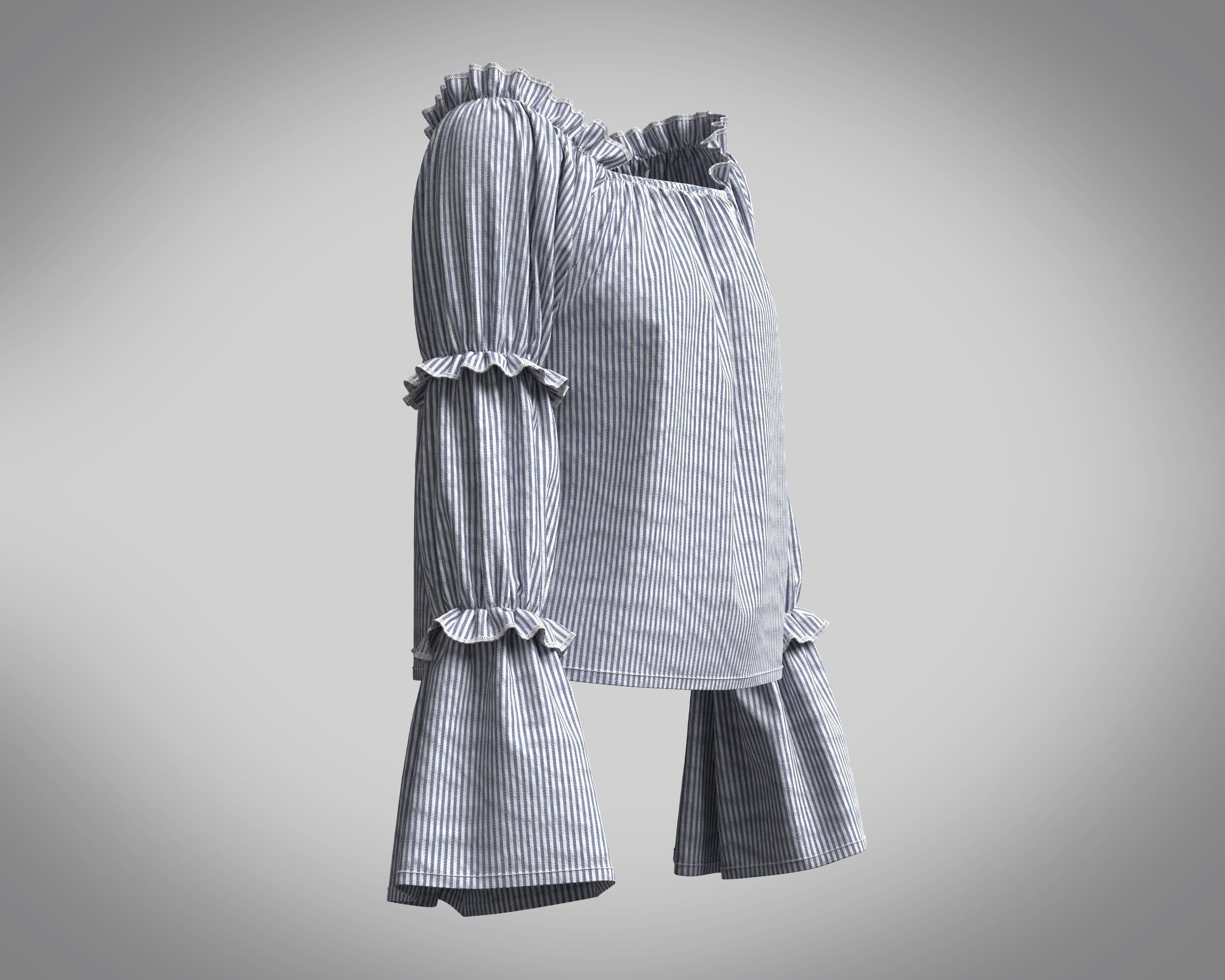 Ladies Stripe Tops 3D model_1