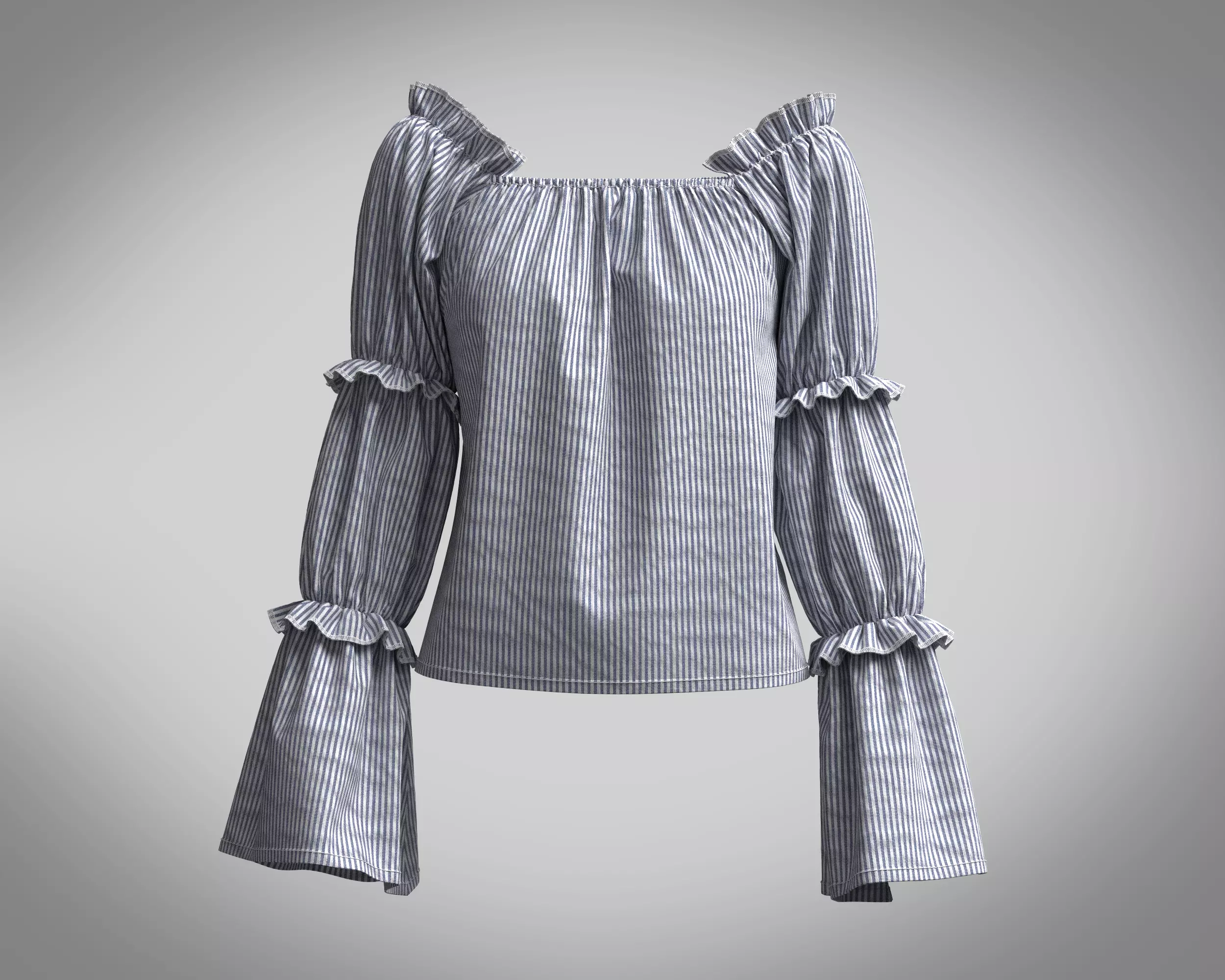 Ladies Stripe Tops 3D model_0