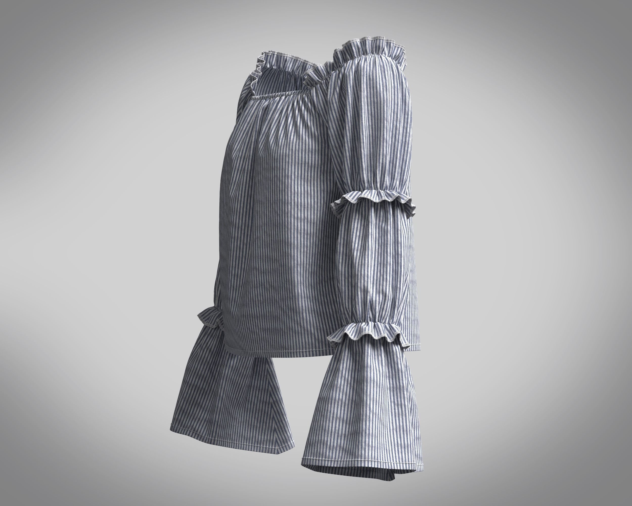 Ladies Stripe Tops 3D model_3