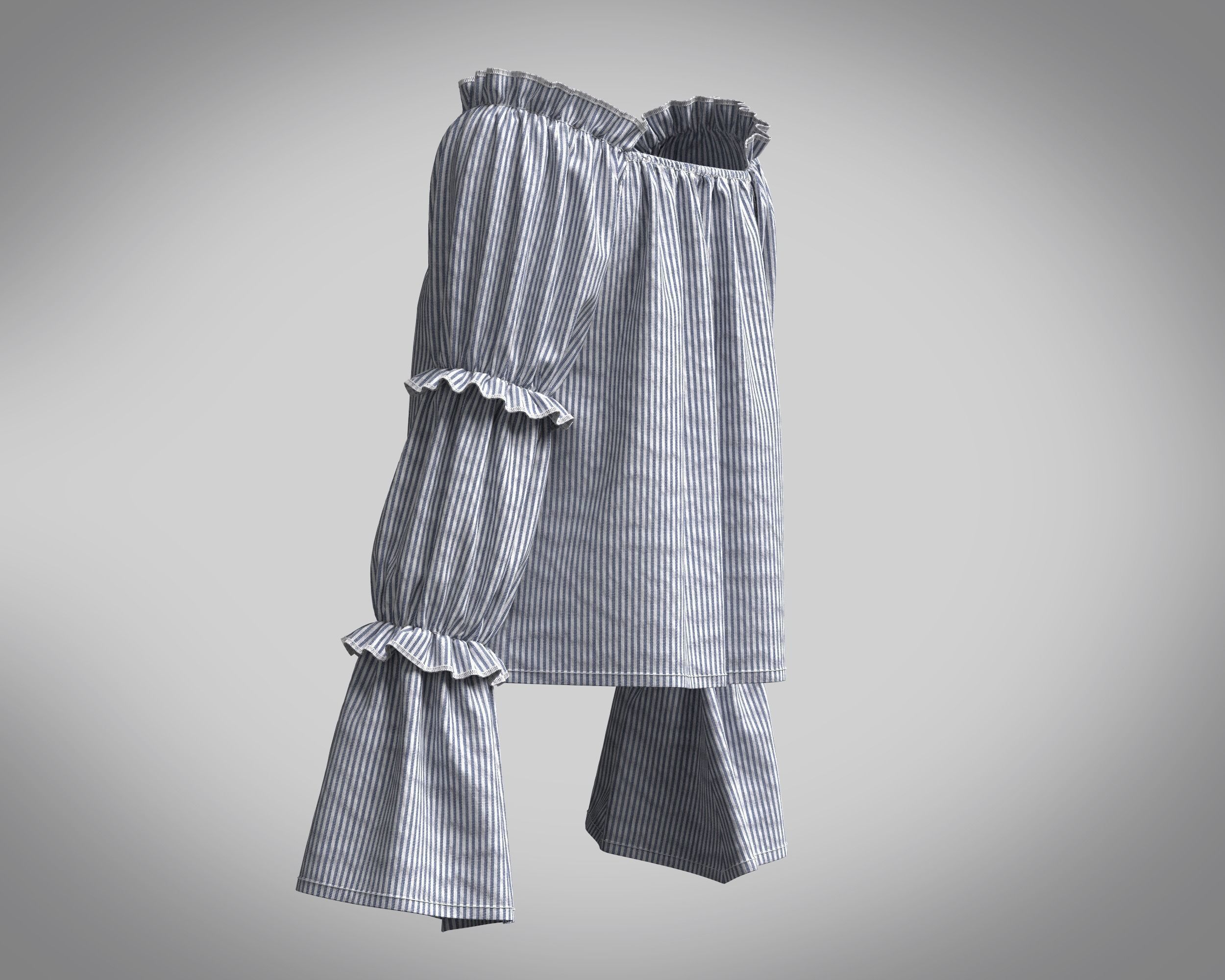 Ladies Stripe Tops 3D model_4