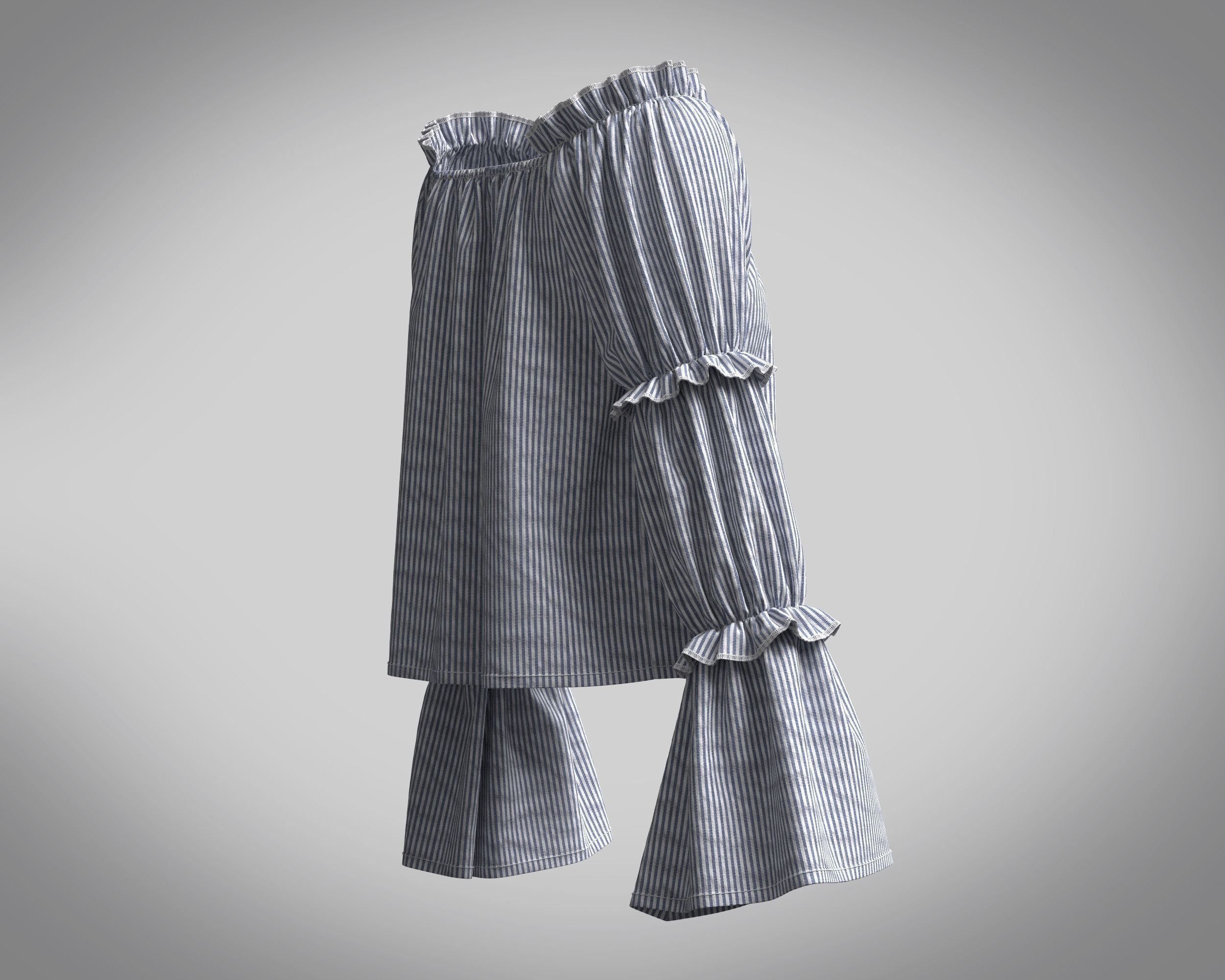 Ladies Stripe Tops 3D model_2