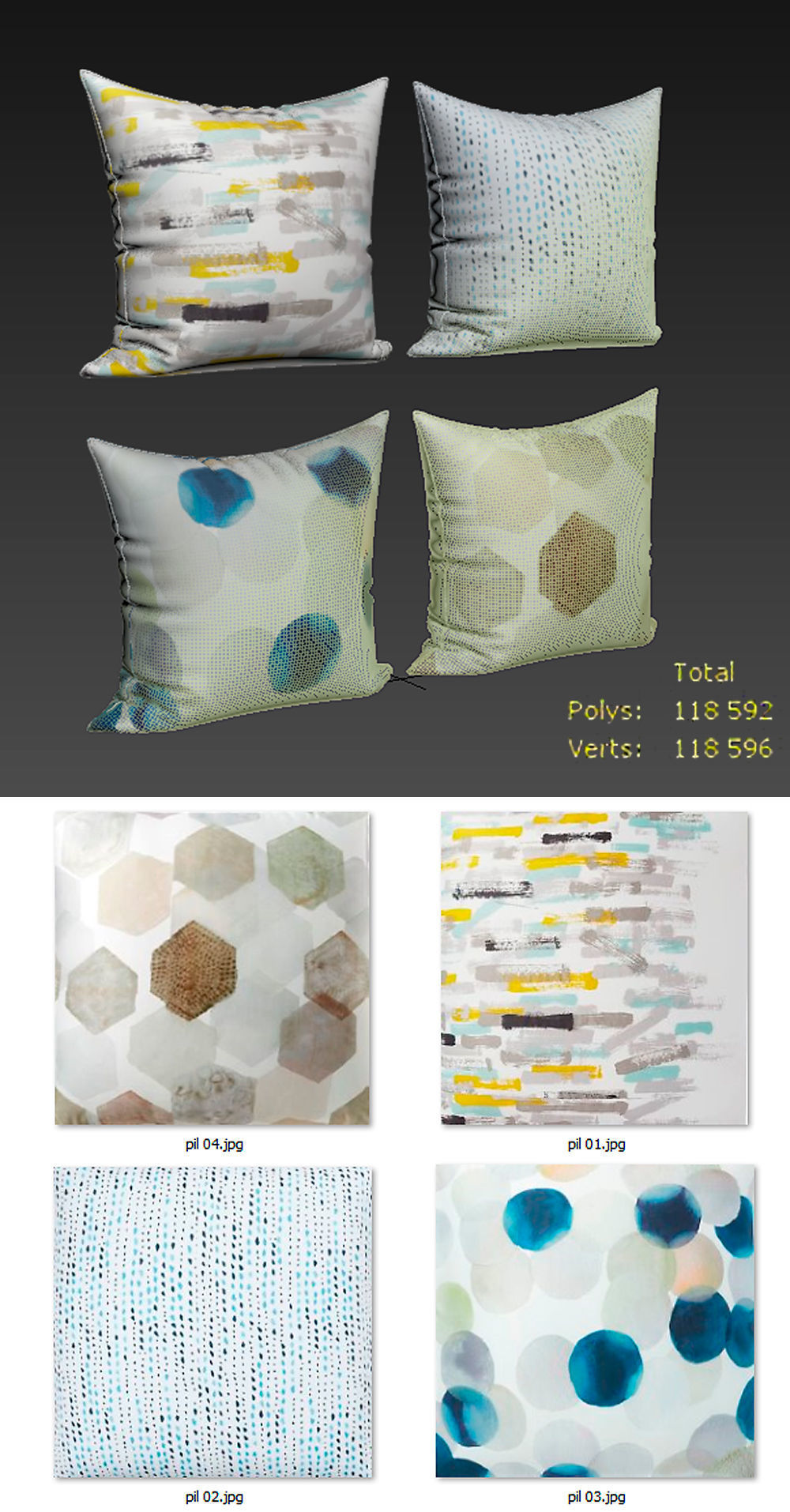 Decorative pillows Houzz set 163 3D model_21
