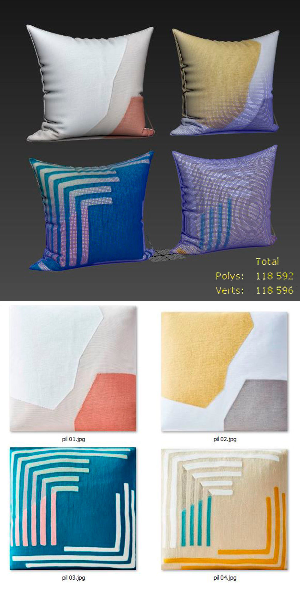 Decorative pillows Houzz set 164 3D model_21
