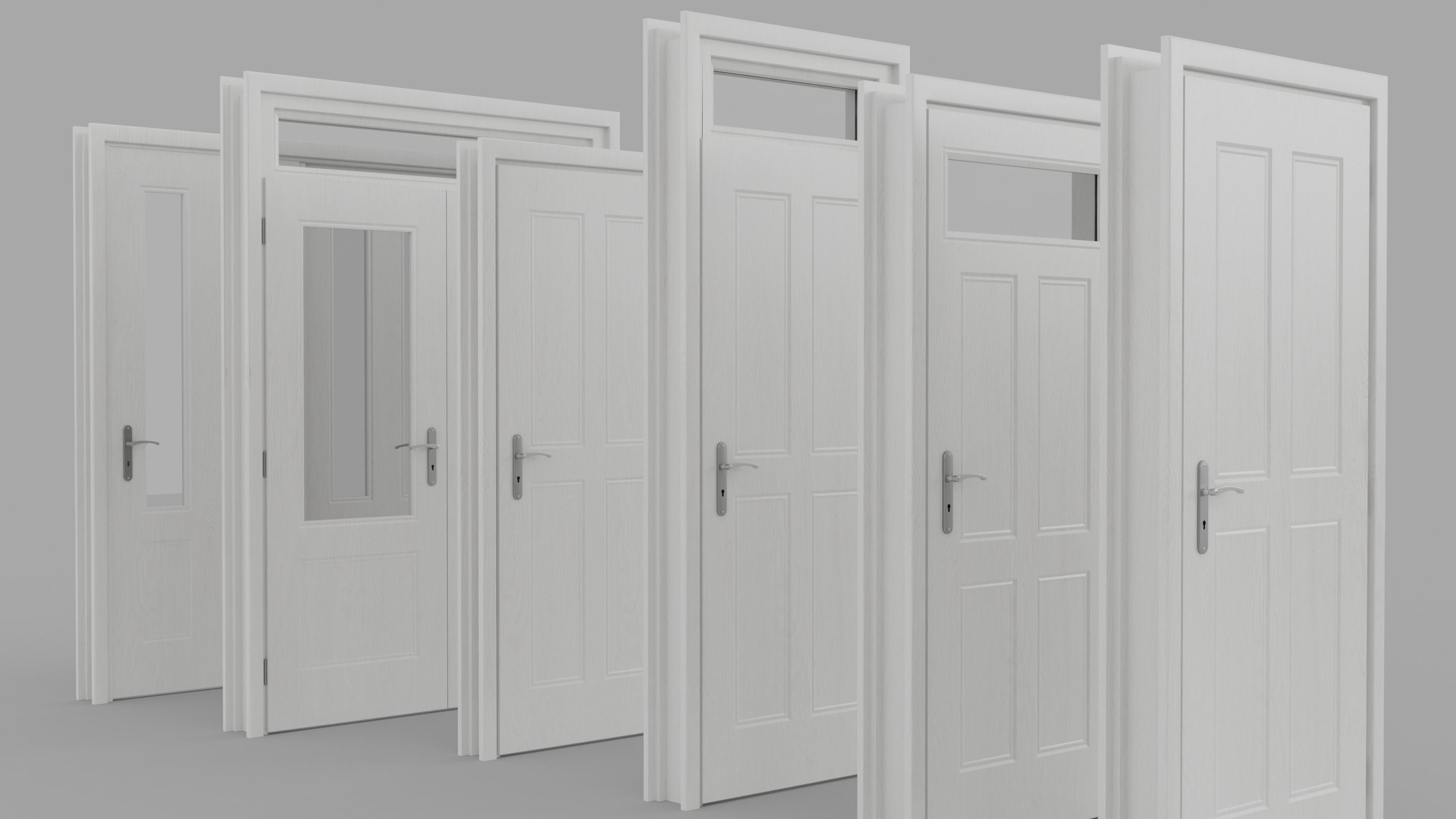 Door Set Stucco Interior and Exterior 3D model_2