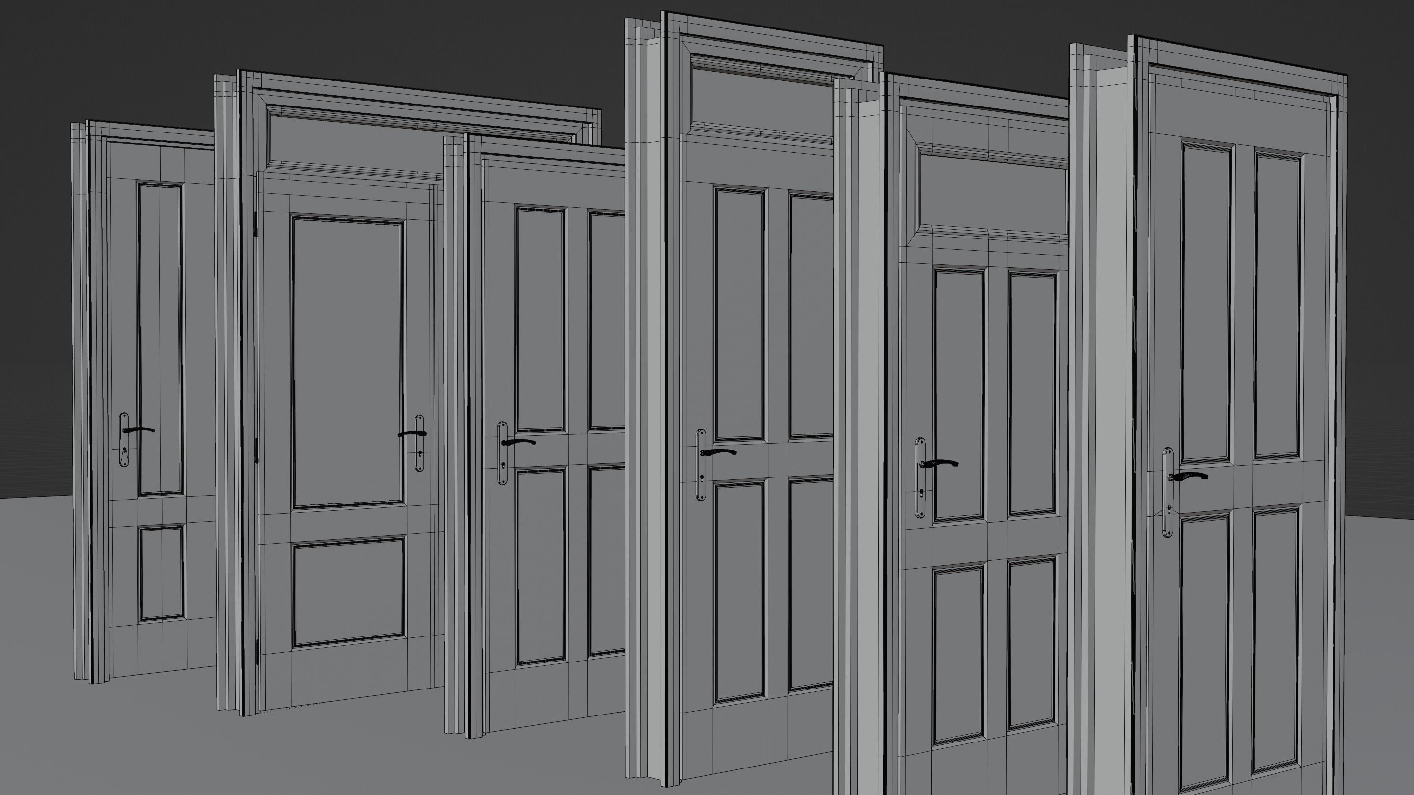 Door Set Stucco Interior and Exterior 3D model_3