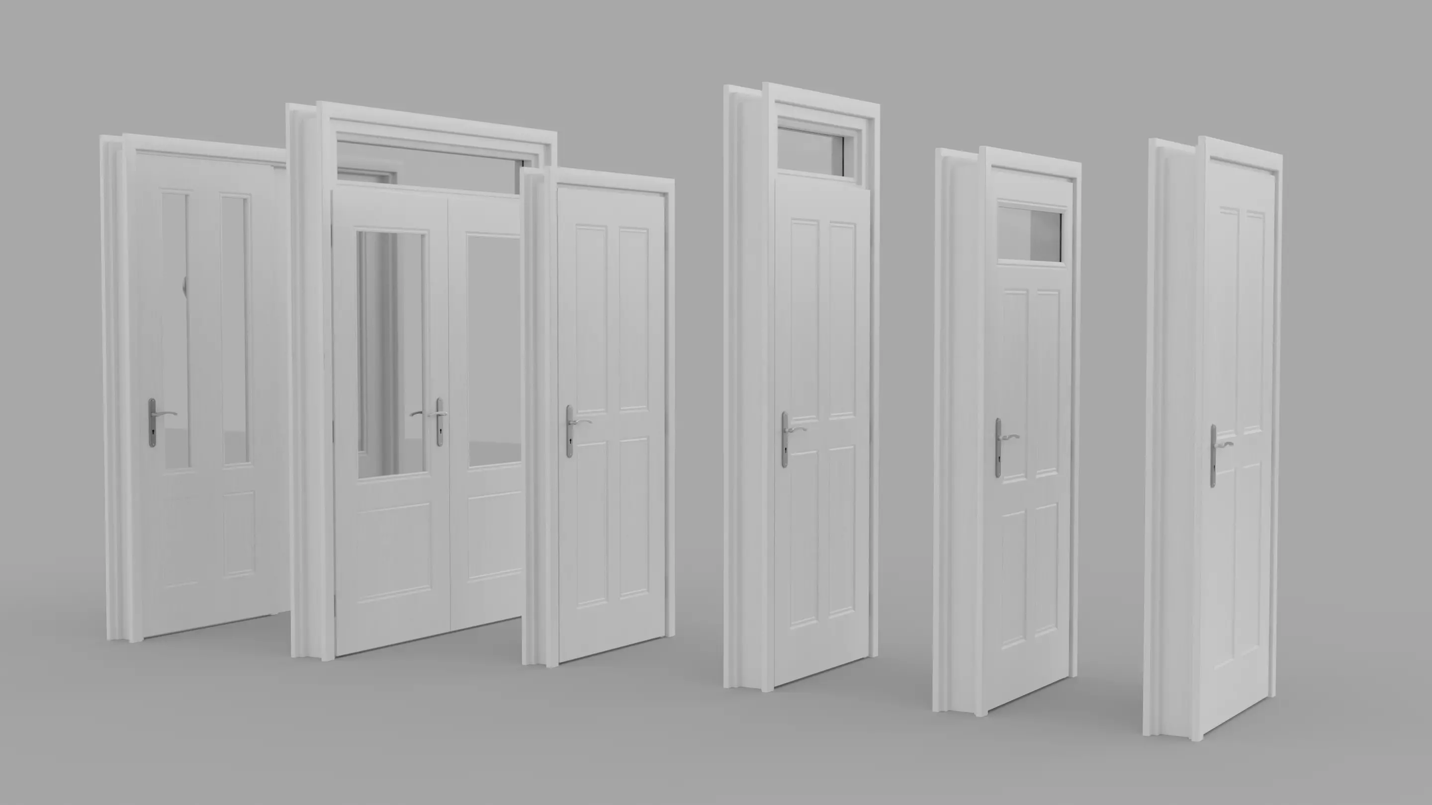 Door Set Stucco Interior and Exterior 3D model_0