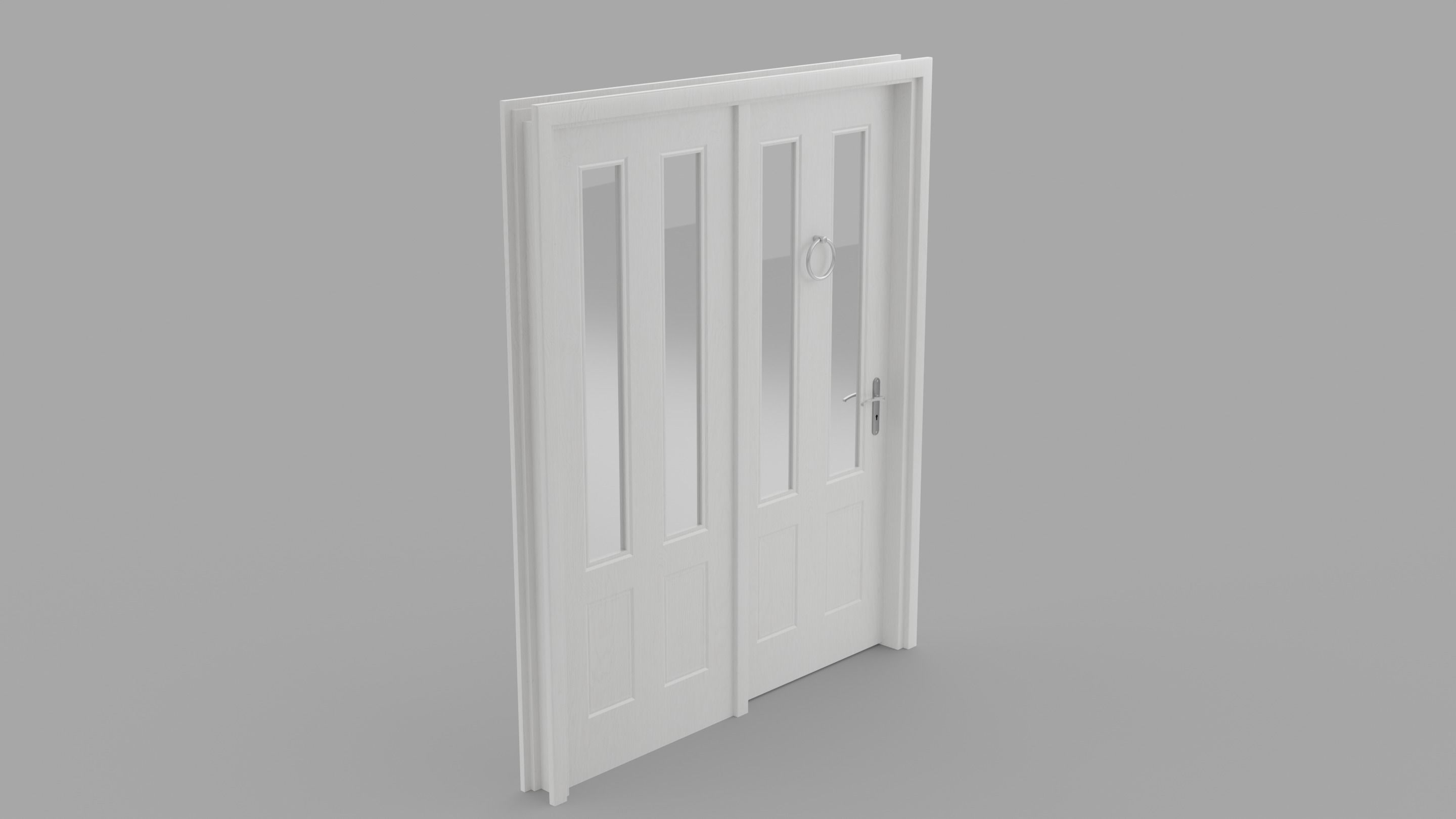 Door Set Stucco Interior and Exterior 3D model_9