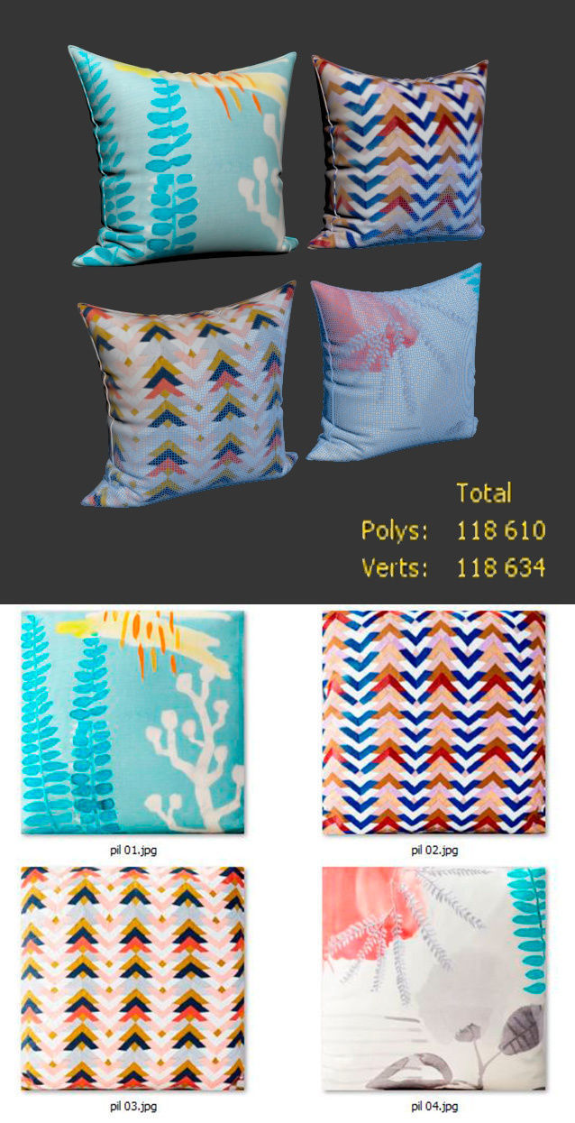 Decorative pillows Houzz set 166 3D model_5