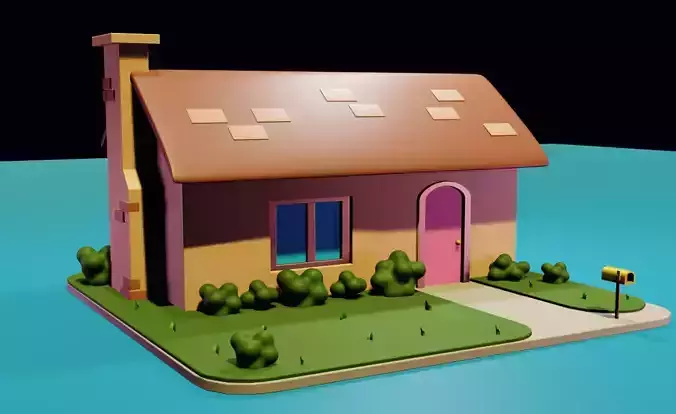 Low Poly Cartoon House 3D Model