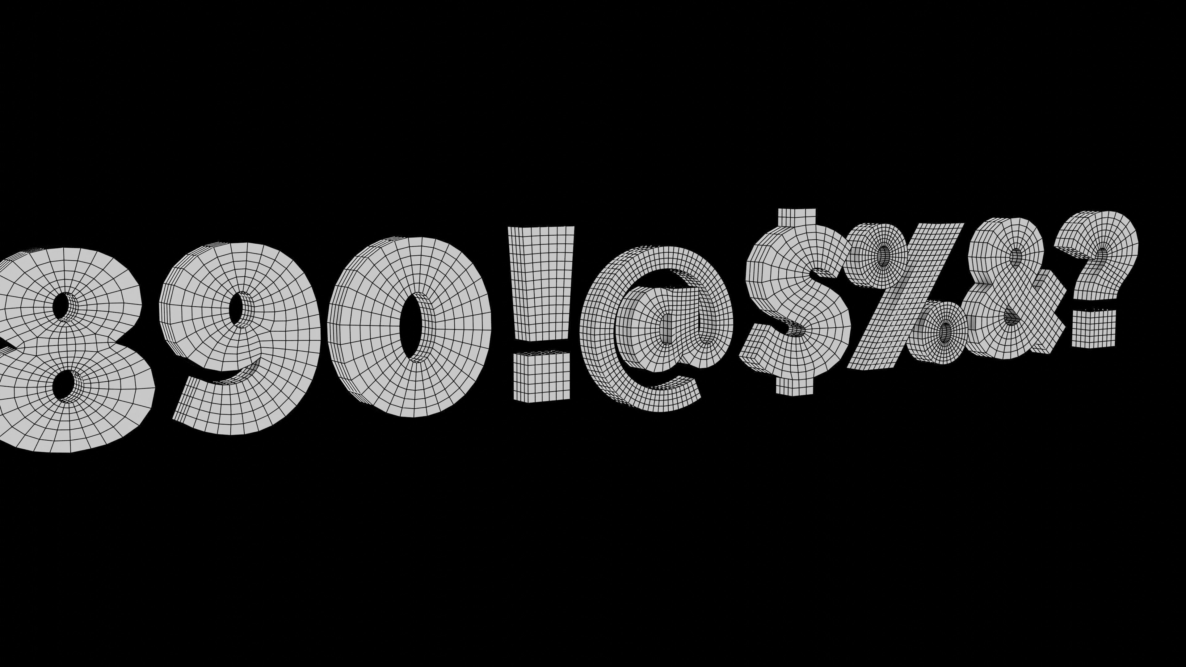 Peace Sans font - quad topology 3D model_7