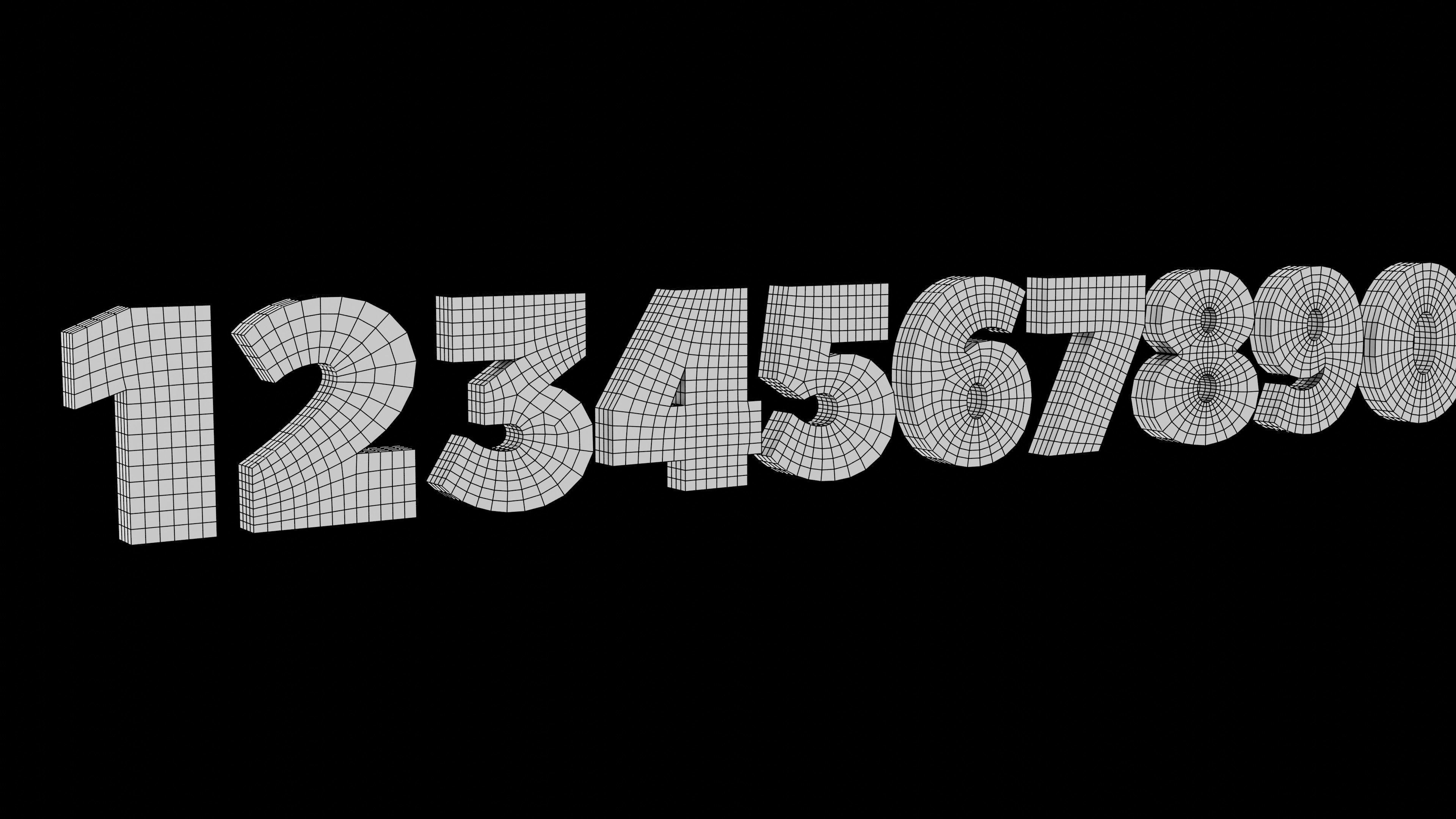 Peace Sans font - quad topology 3D model_6