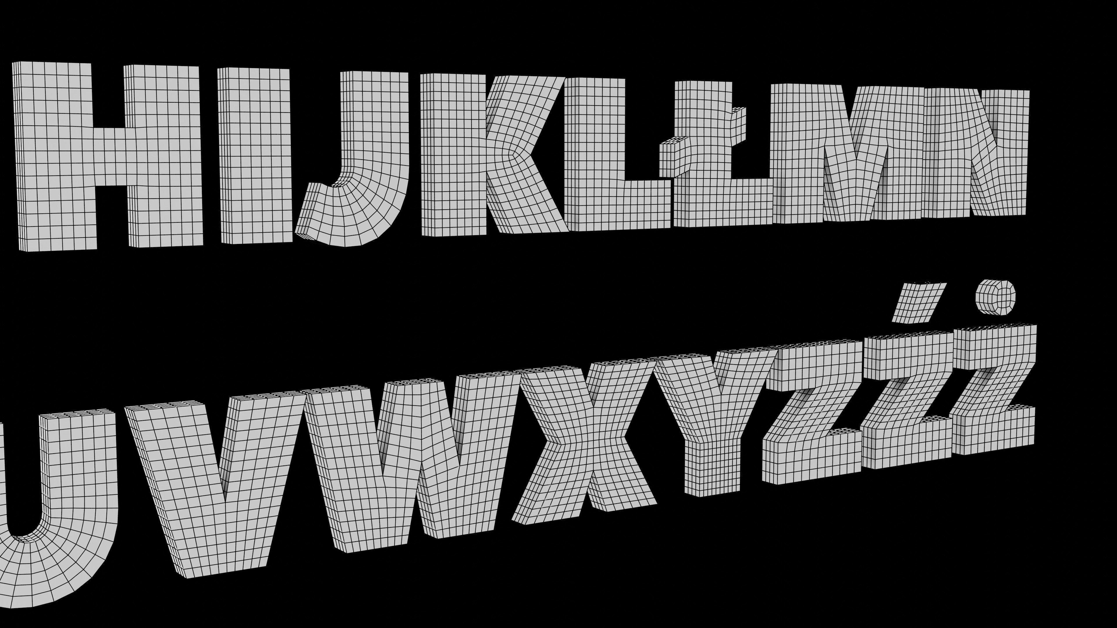 Peace Sans font - quad topology 3D model_3