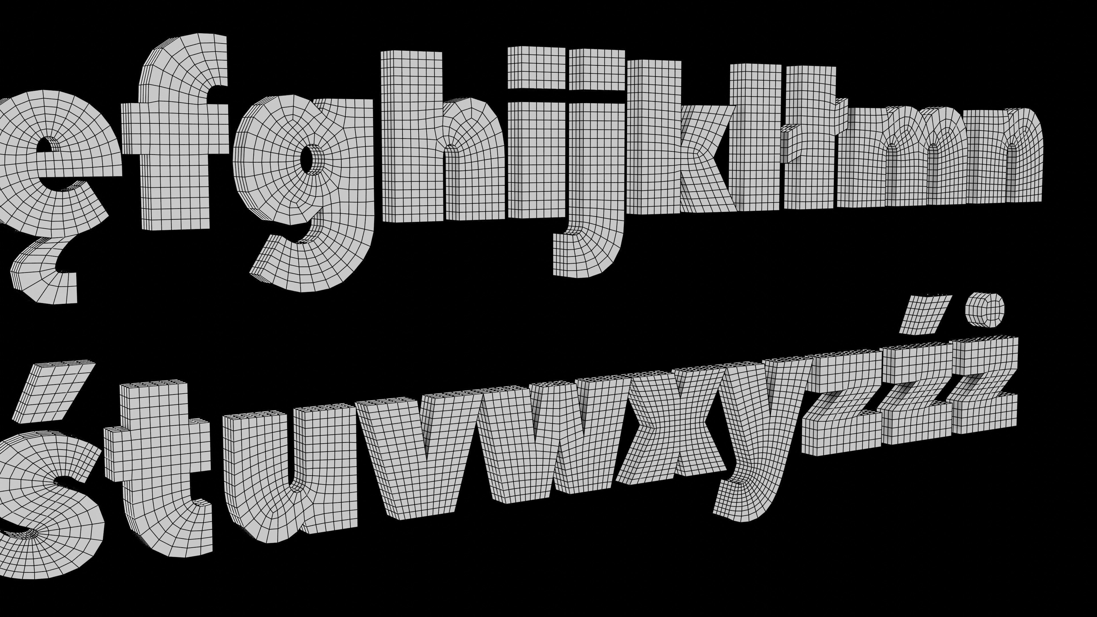 Peace Sans font - quad topology 3D model_5