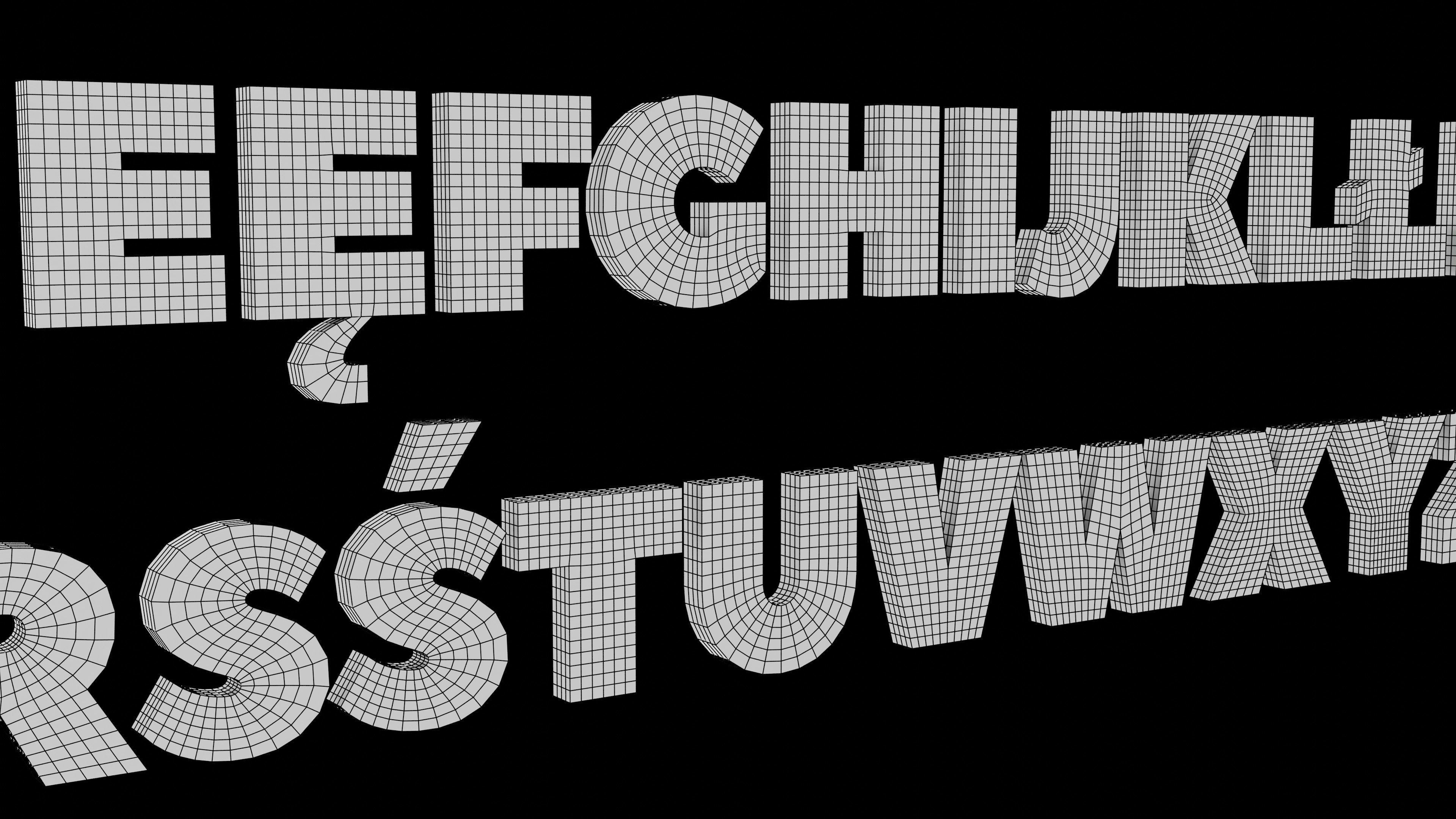 Peace Sans font - quad topology 3D model_2