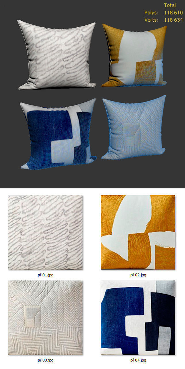 Decorative pillows Houzz set 168 3D model_20