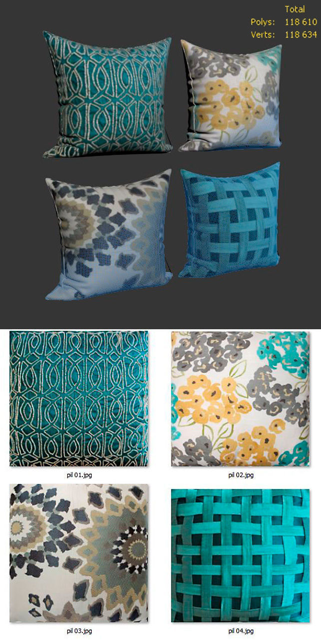 Decorative pillows Houzz set 170 3D model_21
