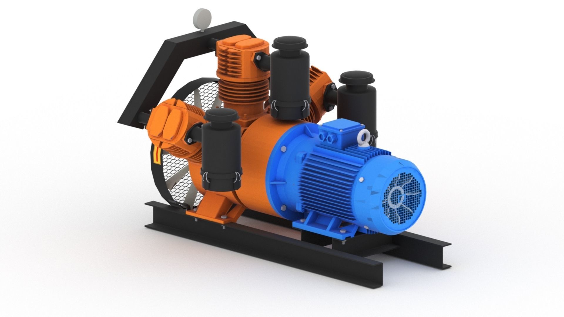 Realistic air compressor HQ model Low-poly 3D model_21