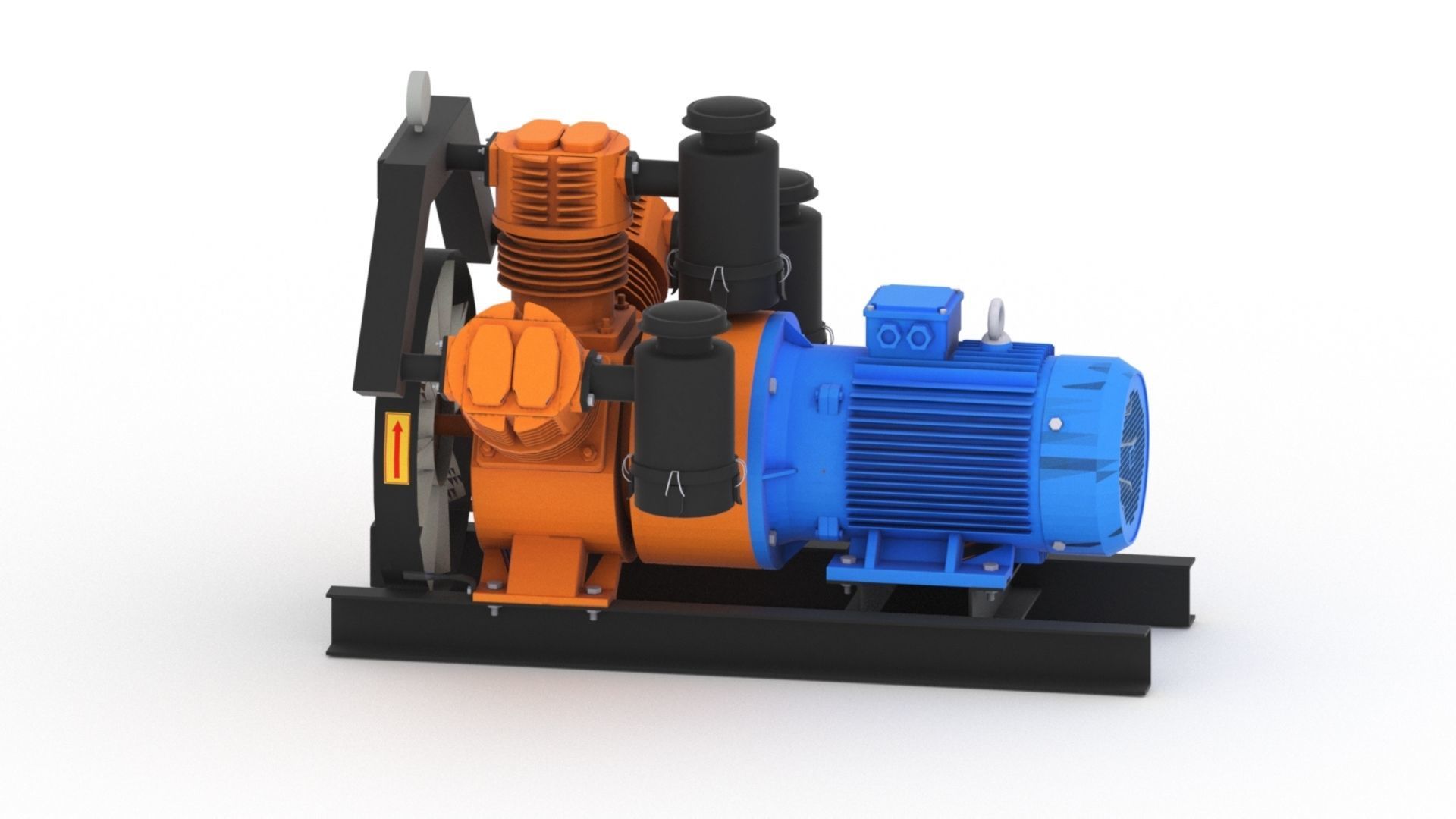 Realistic air compressor HQ model Low-poly 3D model_13