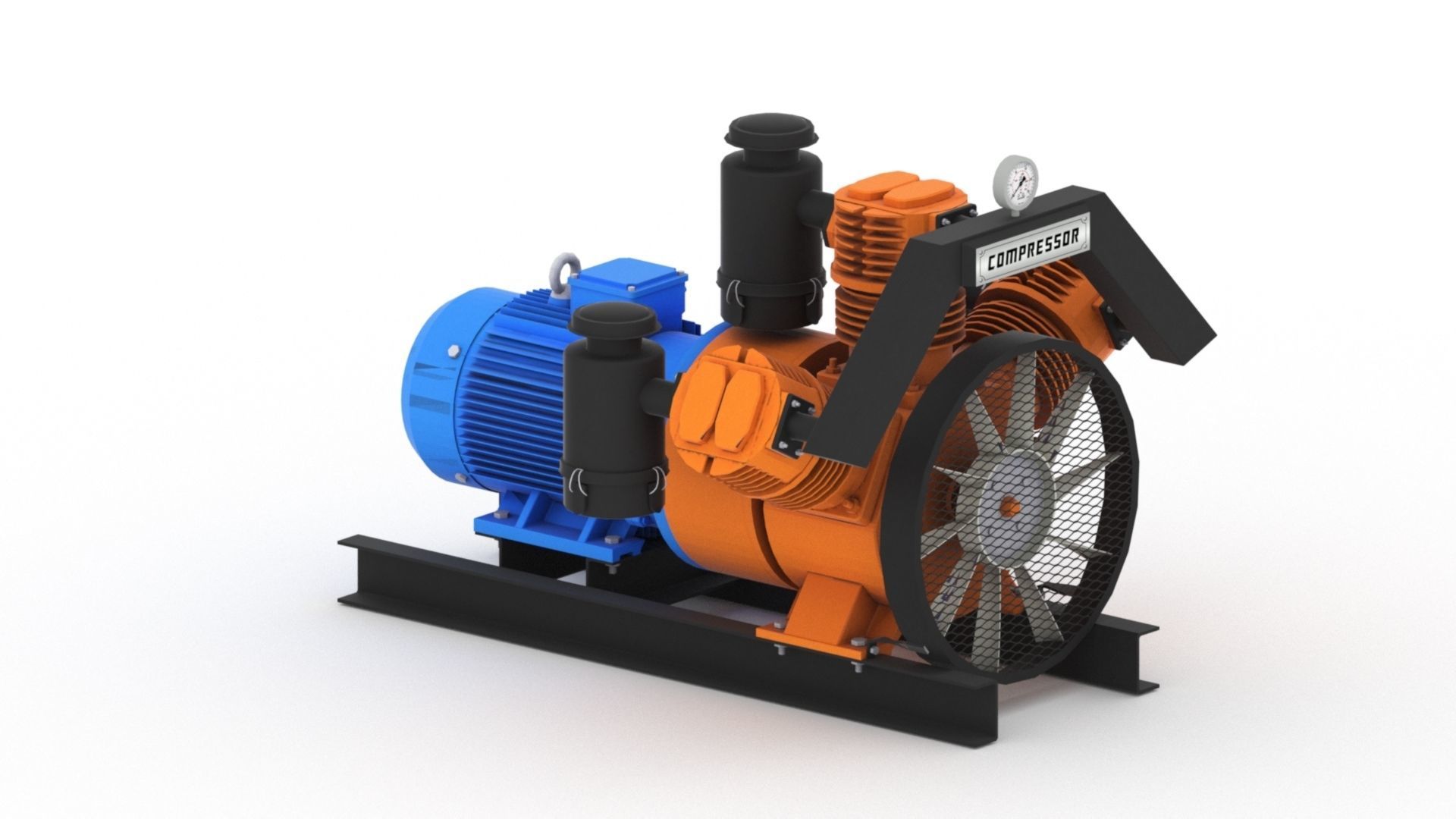 Realistic air compressor HQ model Low-poly 3D model_5