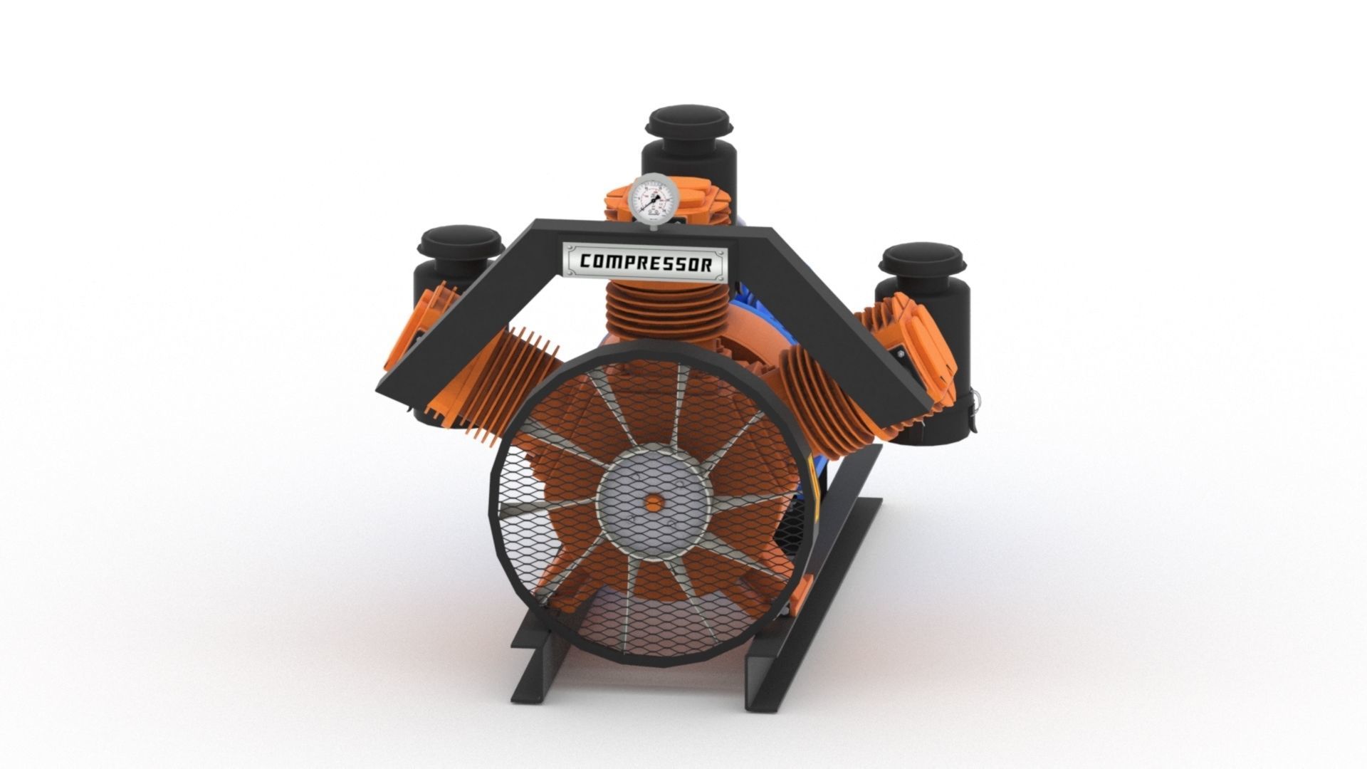 Realistic air compressor HQ model Low-poly 3D model_17