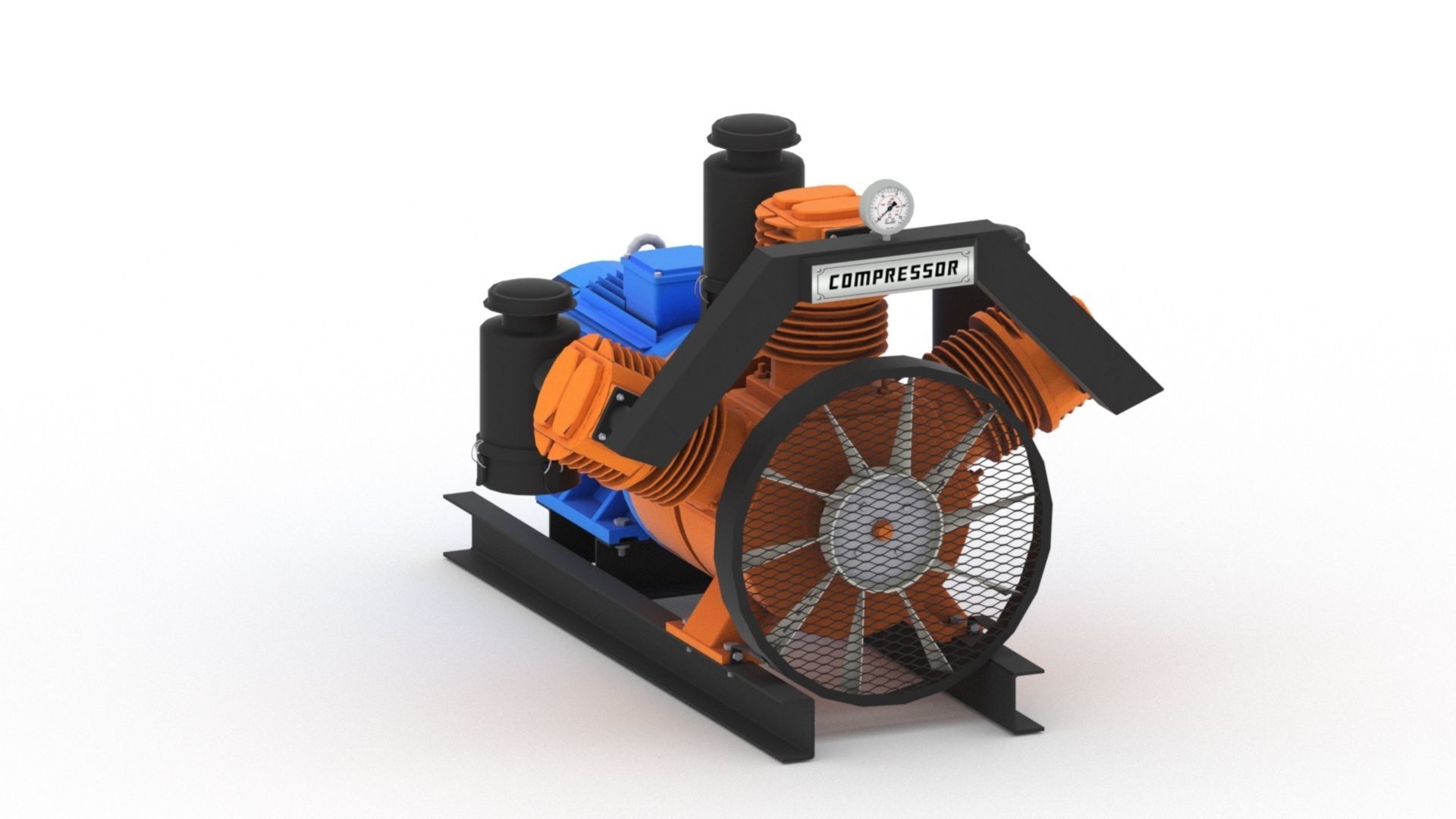 Realistic air compressor HQ model Low-poly 3D model_27