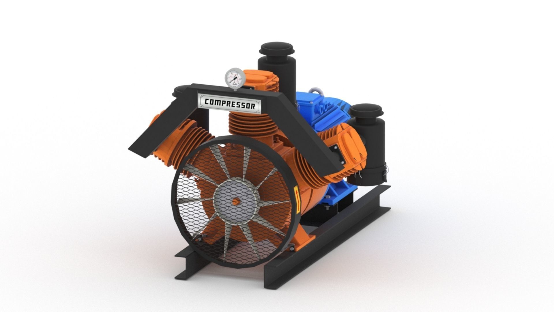 Realistic air compressor HQ model Low-poly 3D model_18