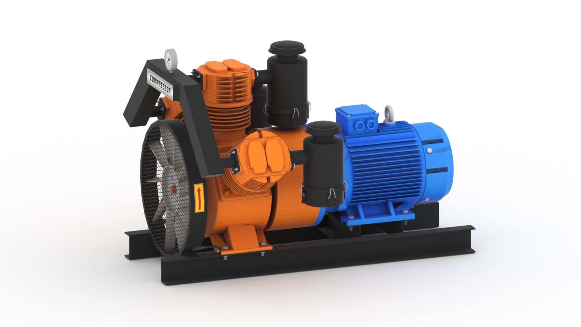 Realistic air compressor HQ model Low-poly 3D model_19