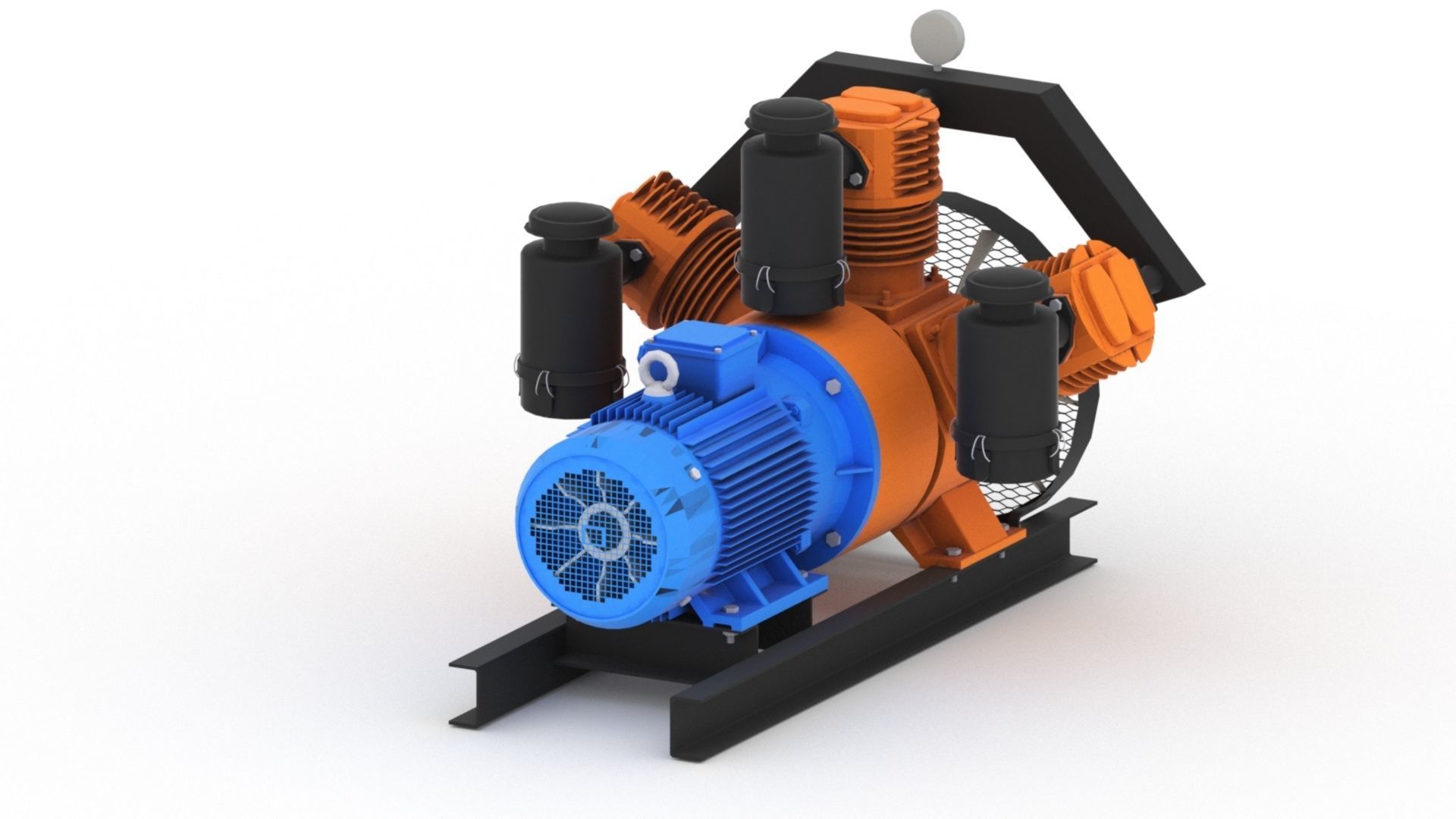 Realistic air compressor HQ model Low-poly 3D model_16