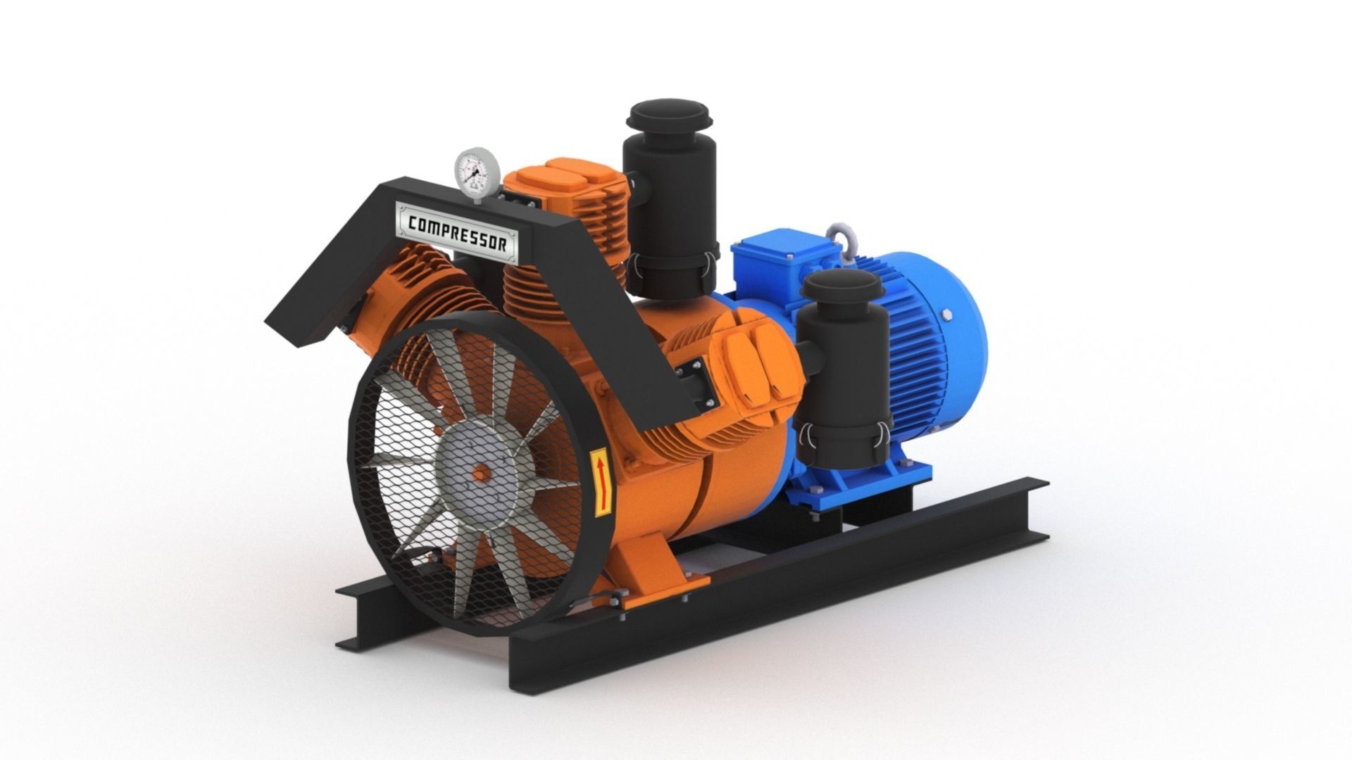 Realistic air compressor HQ model Low-poly 3D model_11