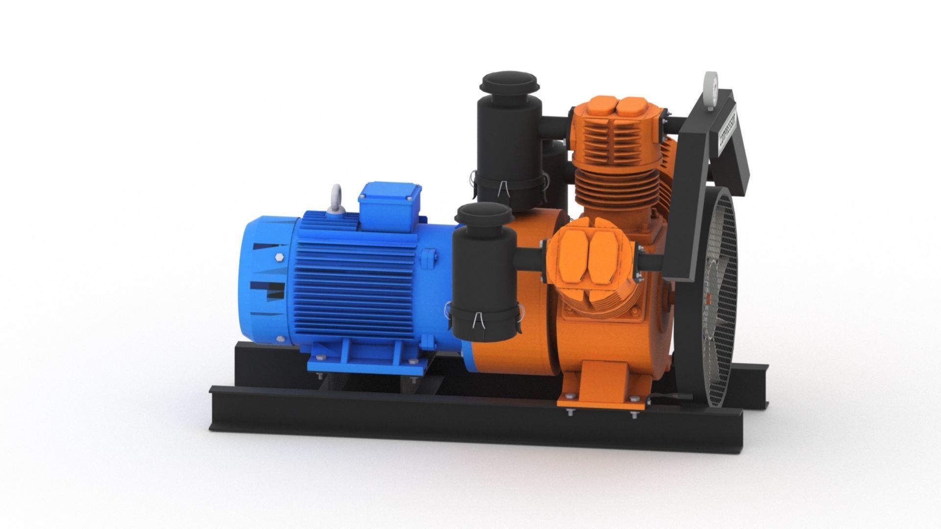 Realistic air compressor HQ model Low-poly 3D model_4