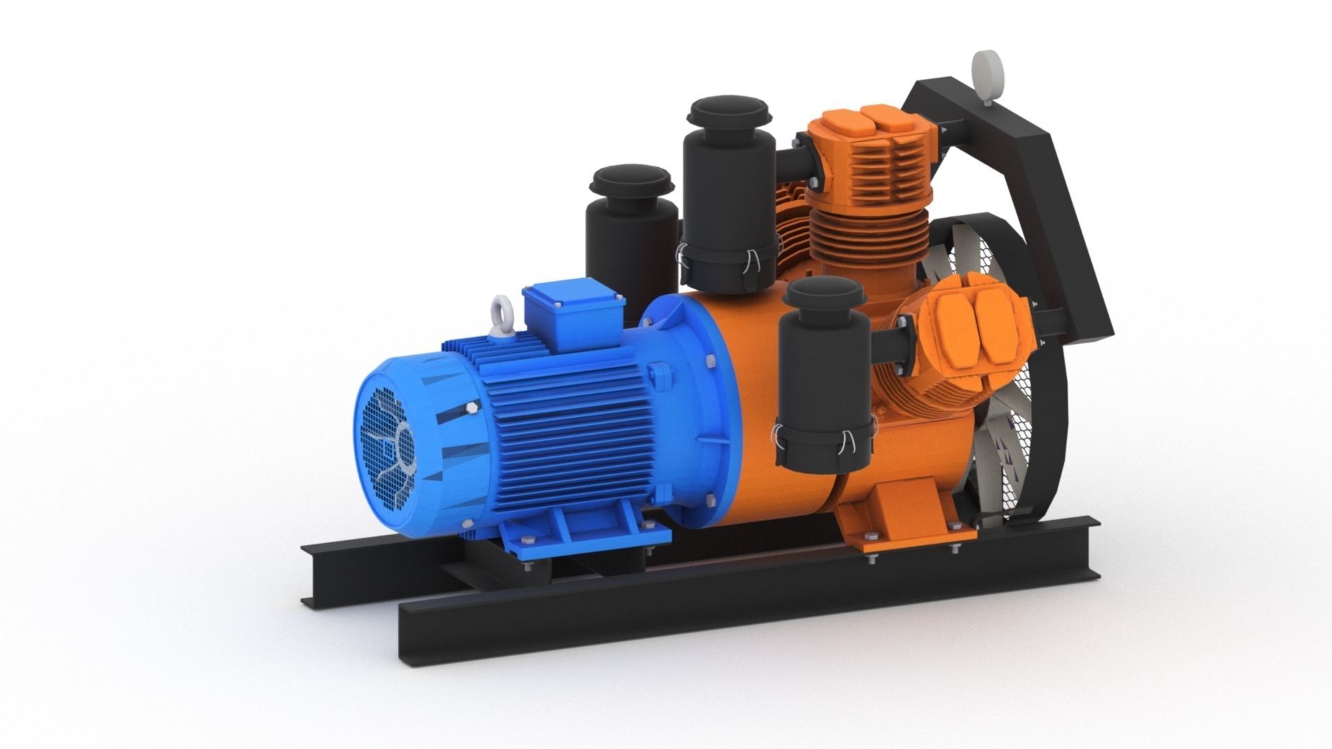Realistic air compressor HQ model Low-poly 3D model_3