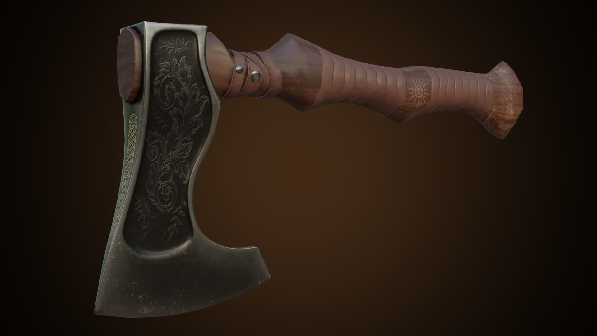 Stylized axe Low-poly 3D model_4