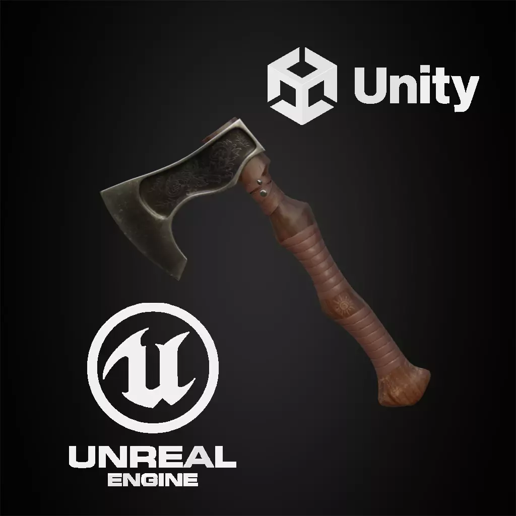 Stylized axe Low-poly 3D model_0