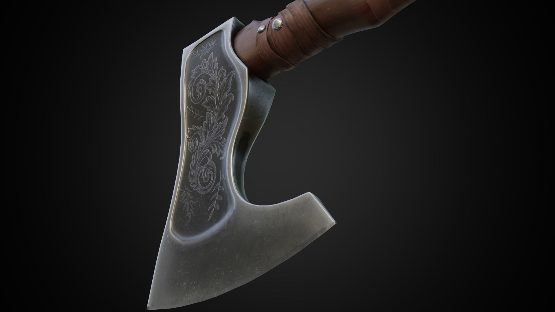 Stylized axe Low-poly 3D model_9