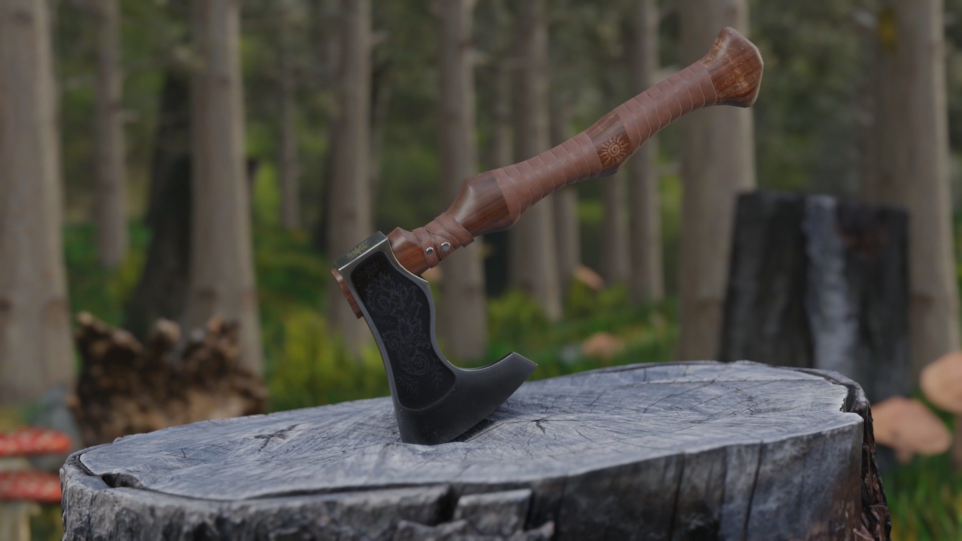 Stylized axe Low-poly 3D model_1