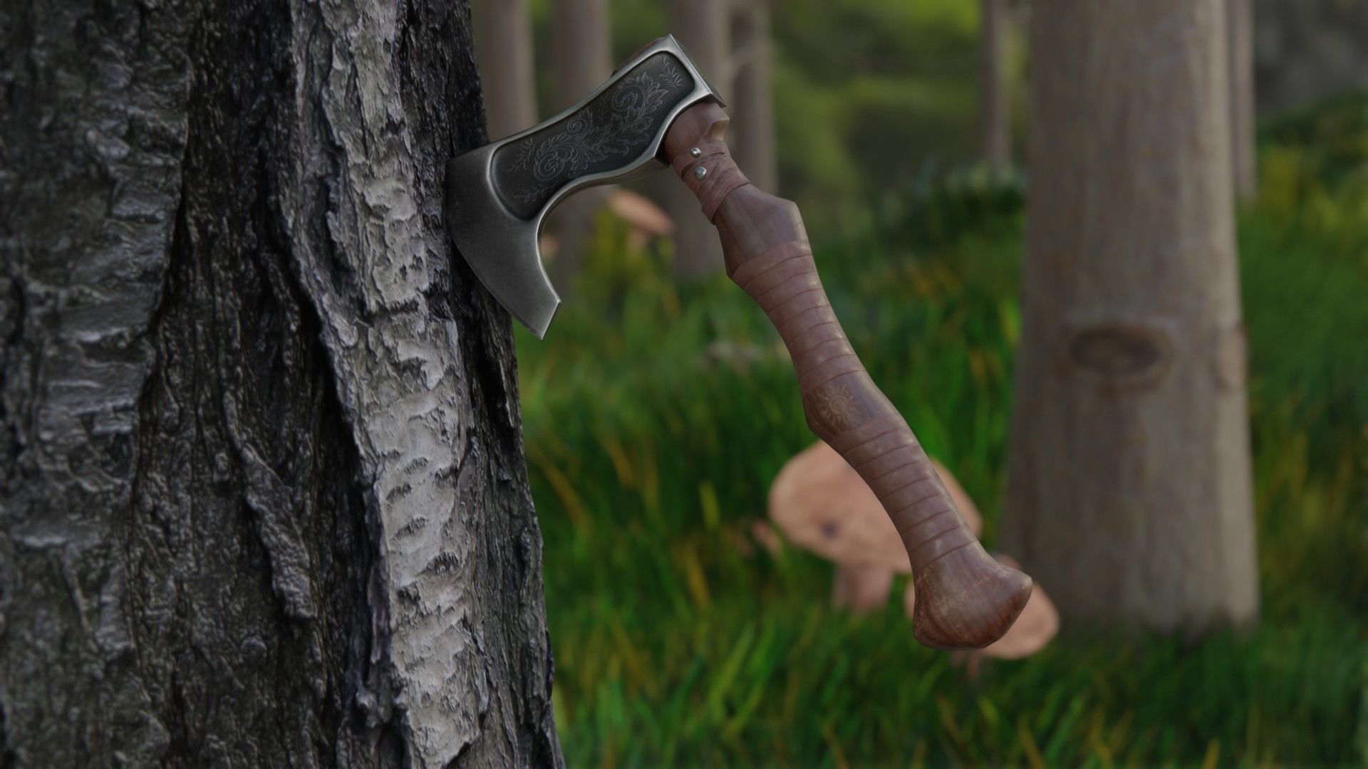 Stylized axe Low-poly 3D model_2