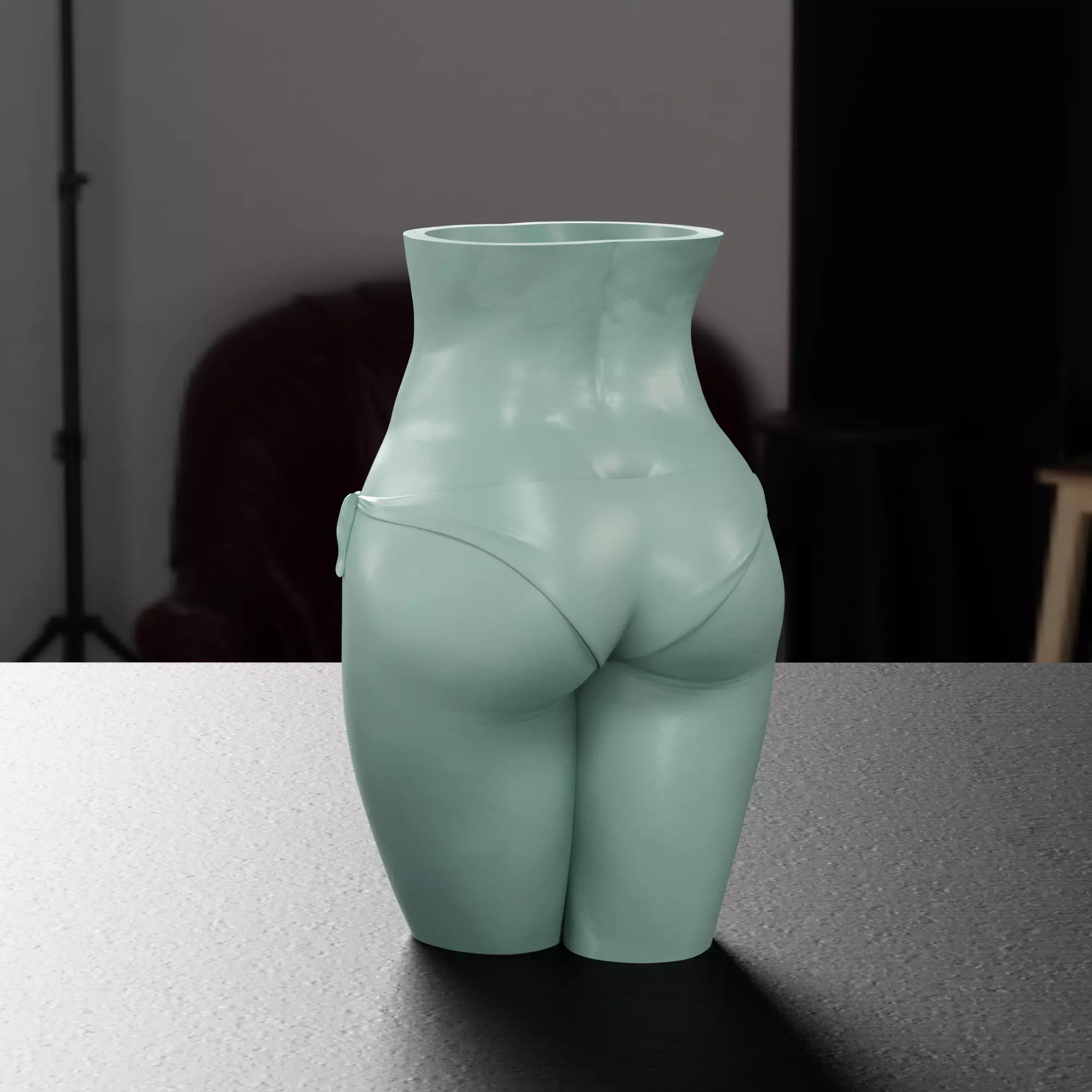 bikini female body art flower vase 3D print model