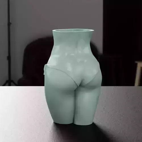 bikini female body art flower vase