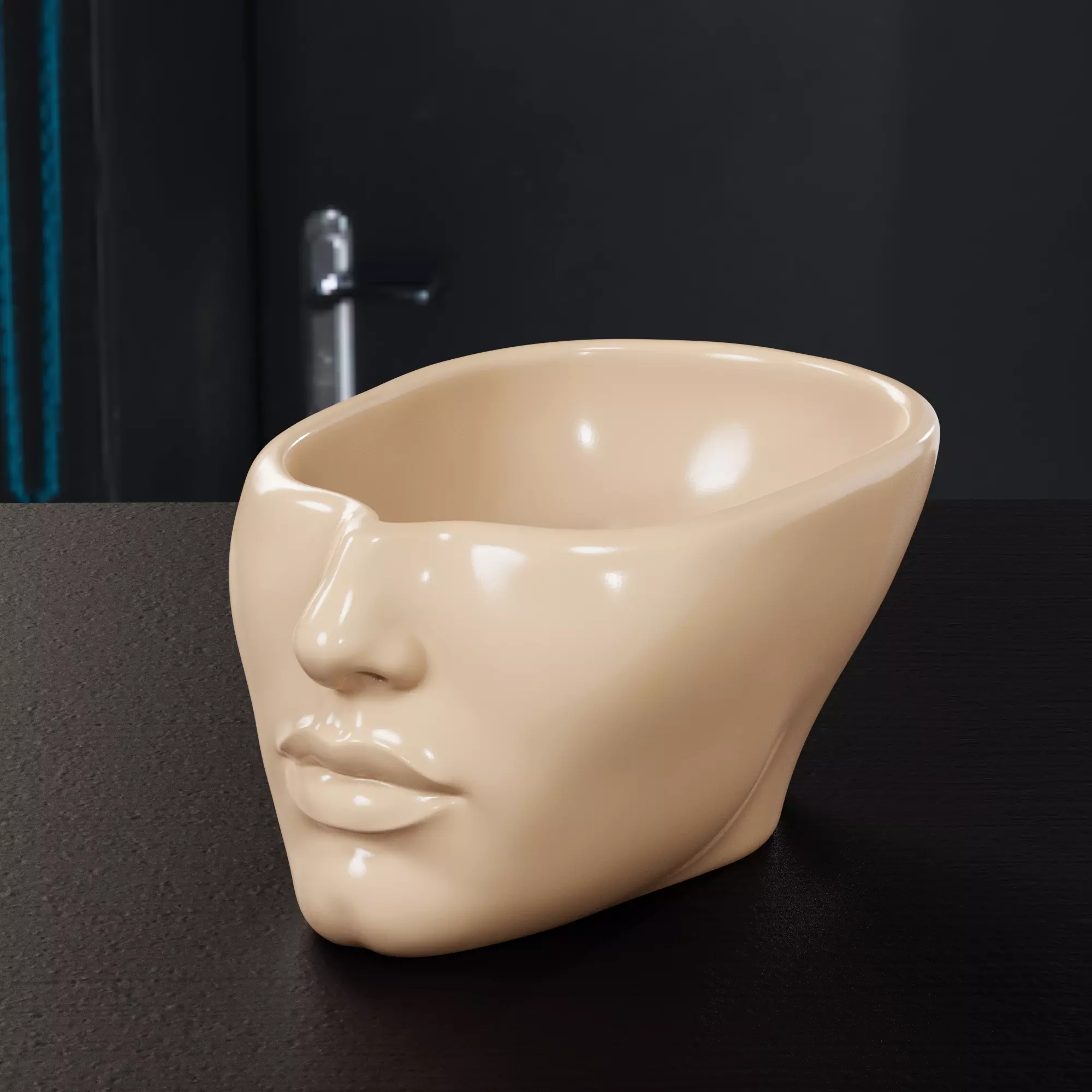 Half face Plant Pot with drainage 3D print model_0