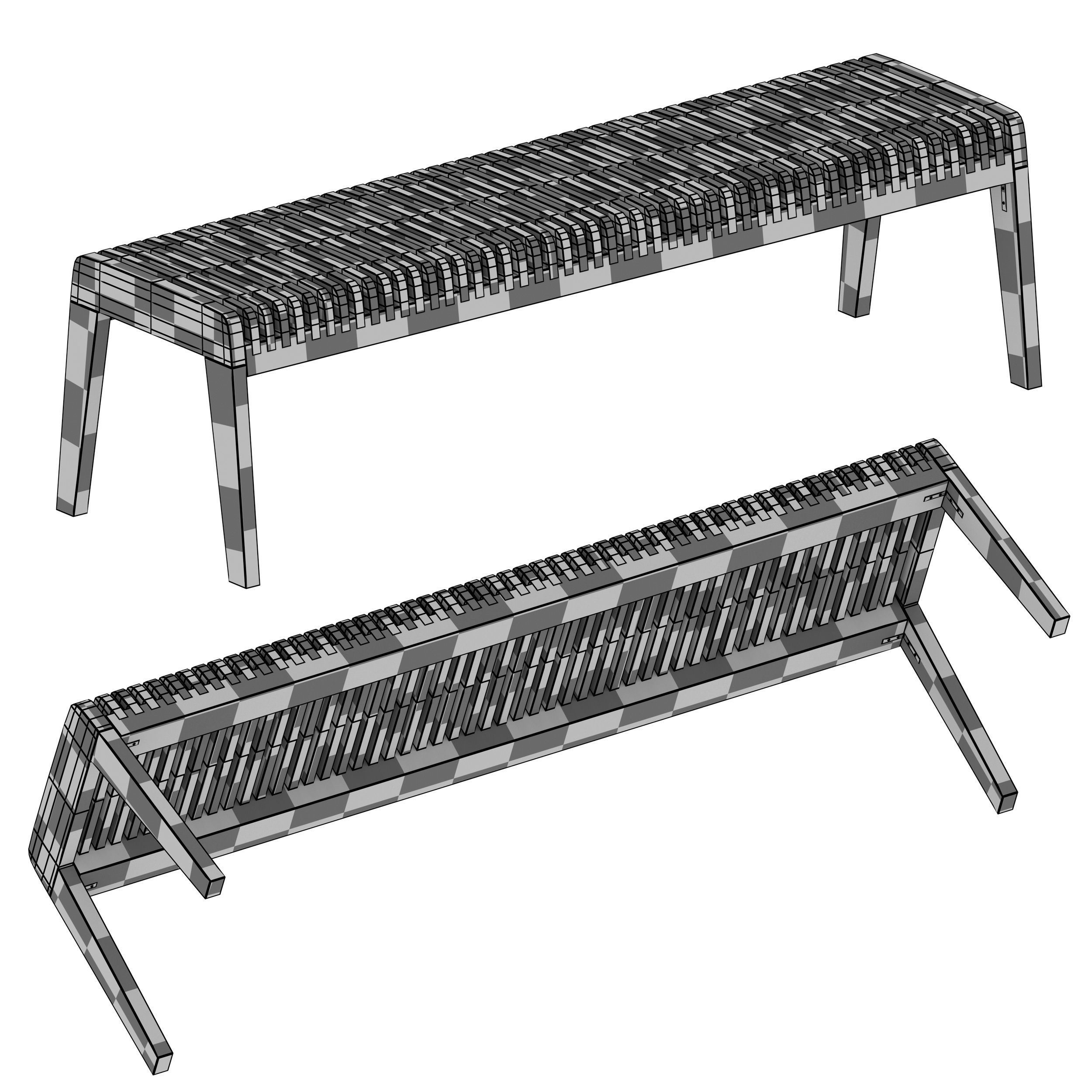 Parametric wooden bench 3D model_10